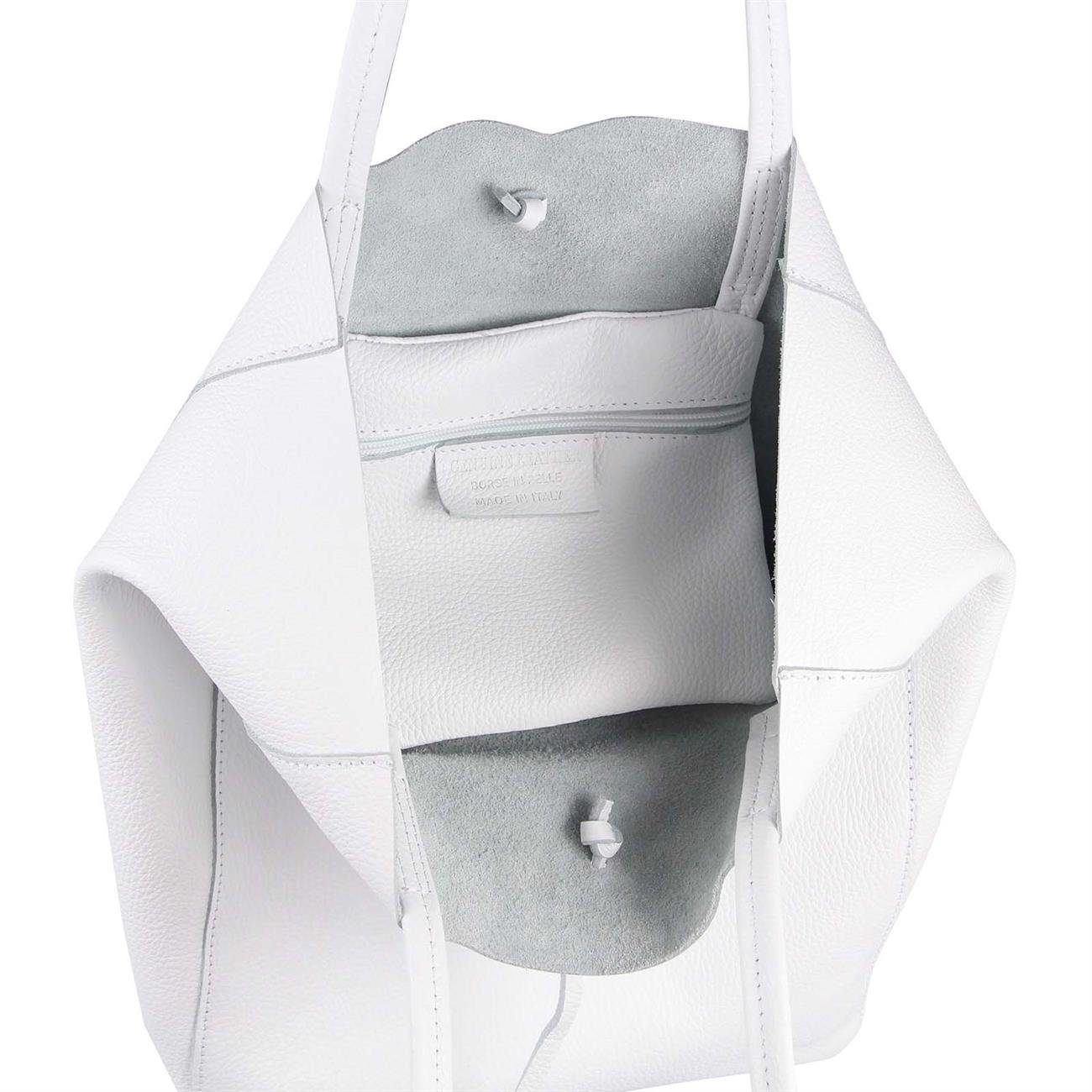 ITALYSHOP24 Schultertasche Made in Italy Damen Premium Leder SHOPPER Tasche HOBO Umhängetasche, Echtleder Business Bag leicht groß klassisch sicher geräumig Beutel