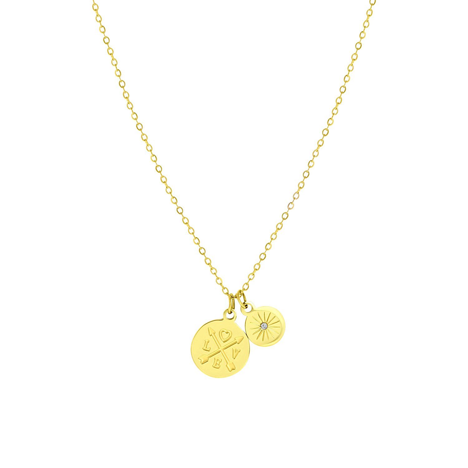 LUCARDI Kette mit Anhänger Halskette - Stahl - Gold - Zirkonia - Damen