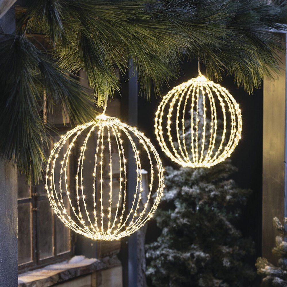 Home-trends24.de LED Kugelleuchte LED Kugel Groß Weihnachten Silber Warmweiß Kugelleuchte Deko, LED fest integriert