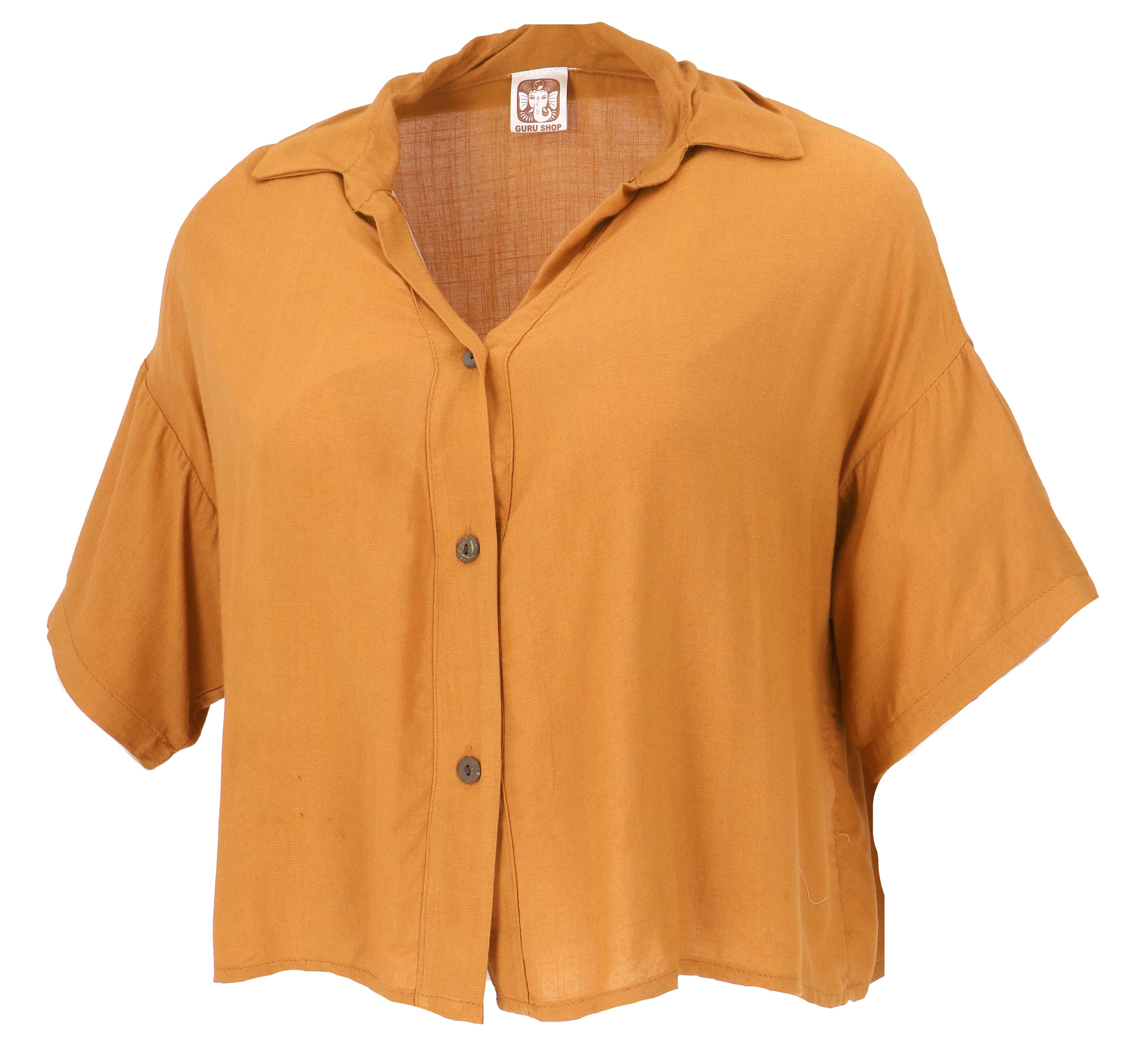 Guru-Shop Longbluse Boho Blusentop, Basic Kurzarmbluse, günstig online kaufen