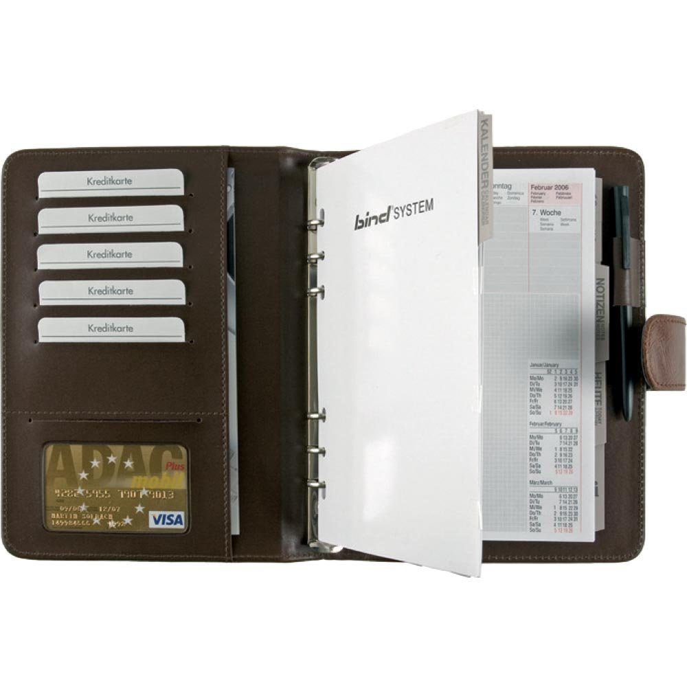 BIND Ringbuchkalender 1 Systemplaner Lederimitat Manager-Planer A5 ohne Kalender braun