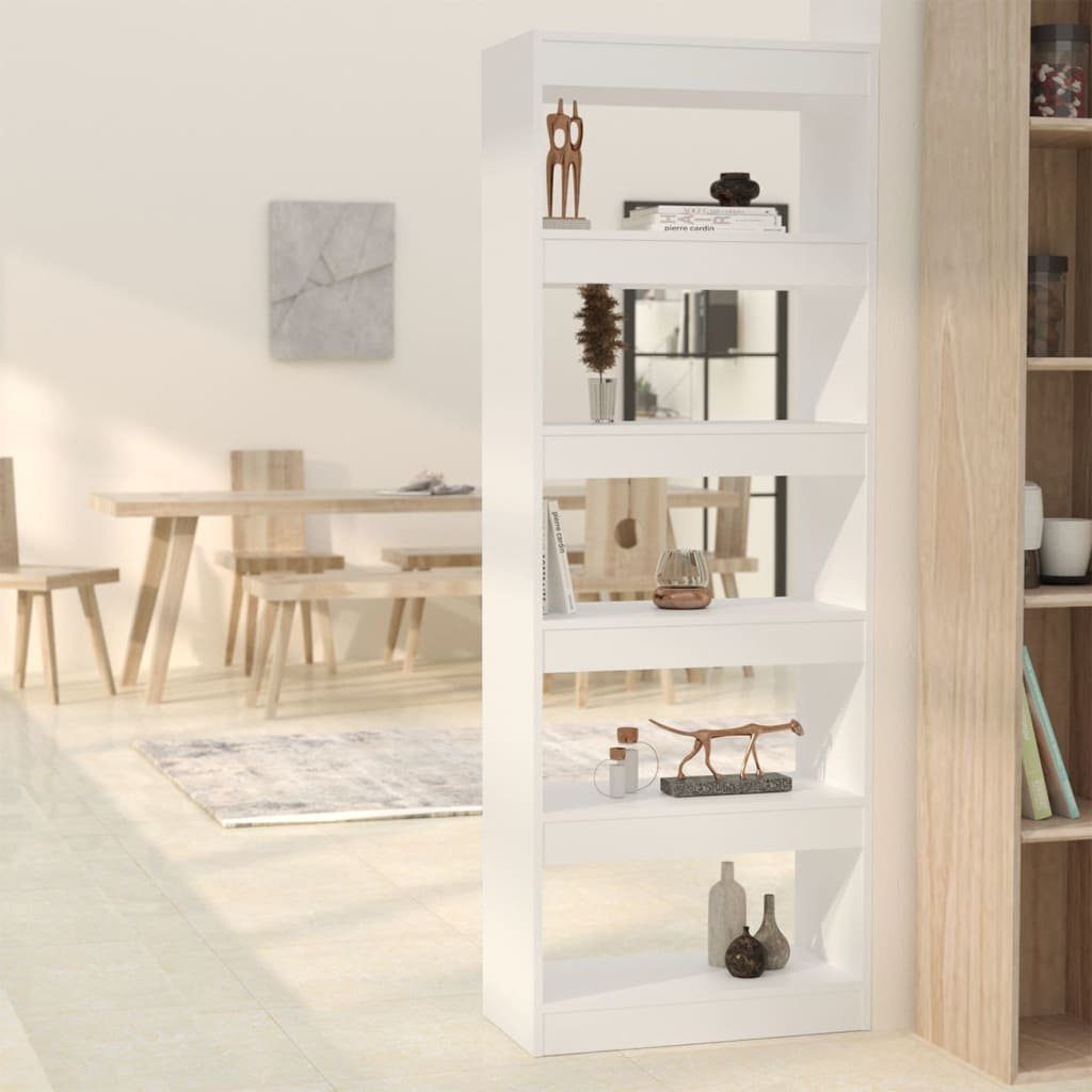 furnicato Weiß cm Bücherregal Holzwerkstoff 60x30x166 Bücherregal/Raumteiler
