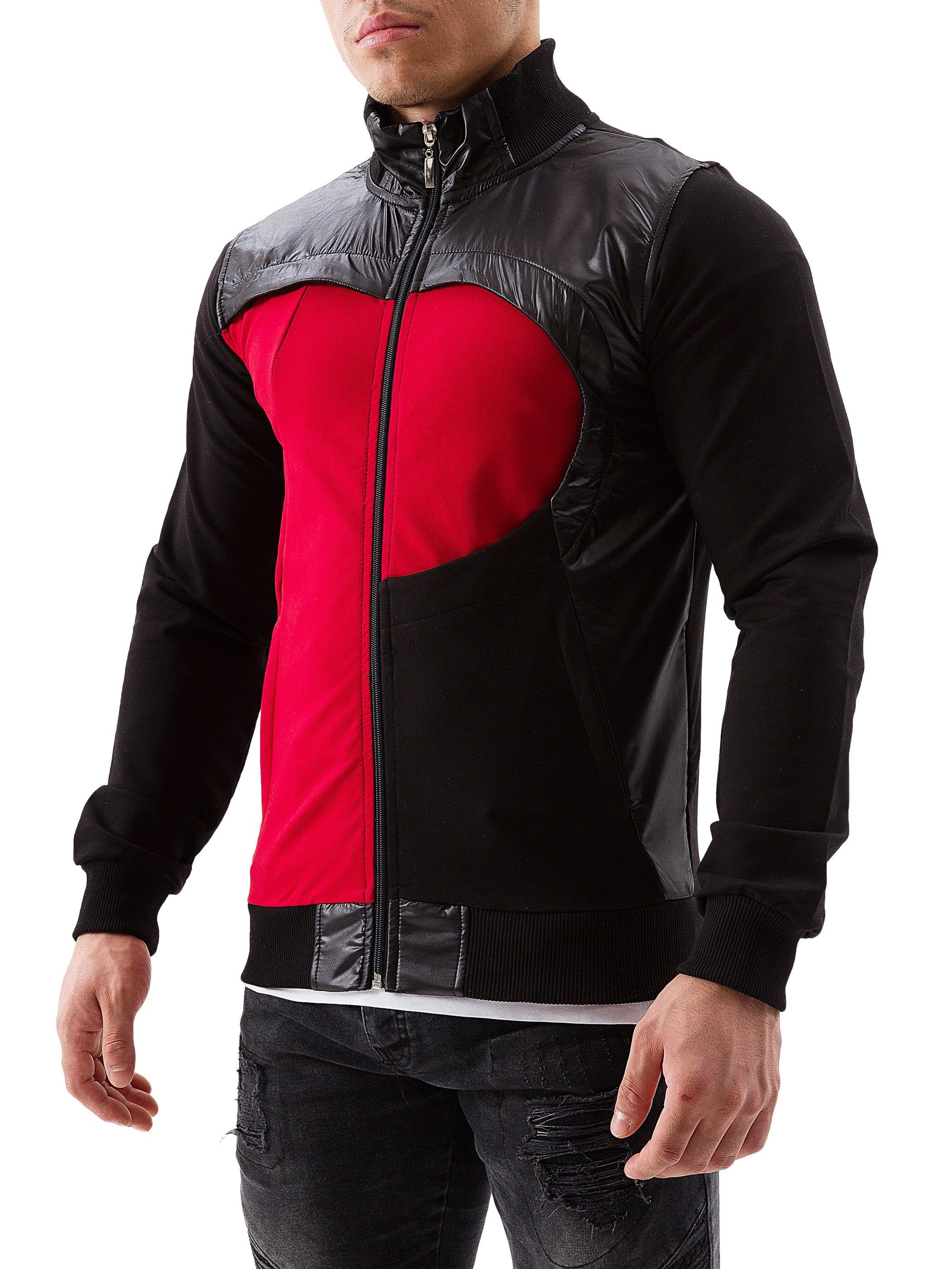 Yazubi Sweatjacke Diego Jacket Mit Reißverschluss / Schwarz rot Black/Red) (