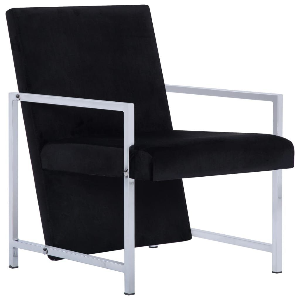 furnicato Füßen Samt verchromten Sessel mit Schwarz