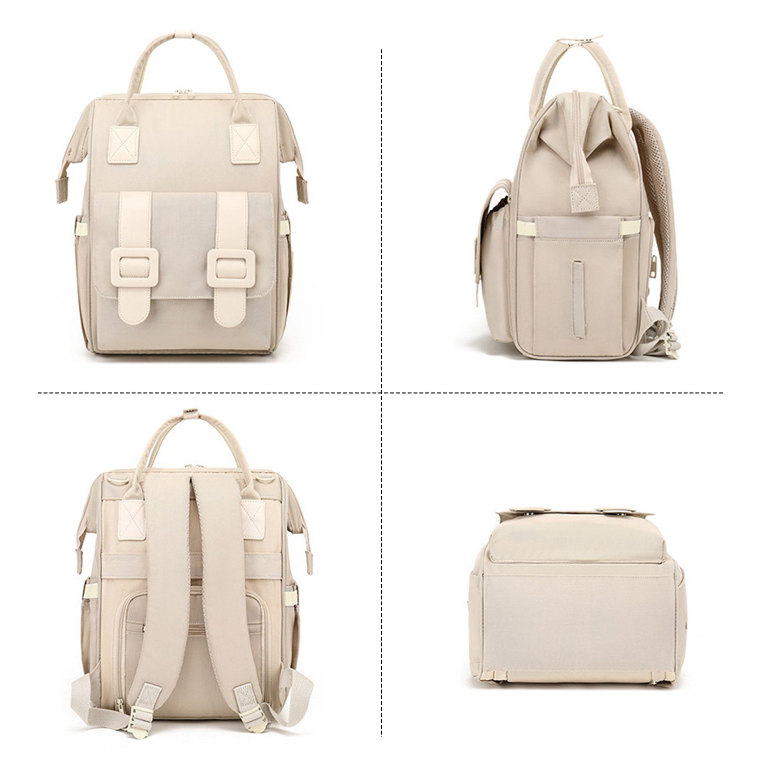 OKWISH Wickelrucksack Multifunktional Große Kapazität Nass-Trocken-Trennfach Alltagsrucksack (Milchfläsche Rucksack Tasche mit USB-Anschluss, Multifunktional, Babytasche), mit Kinderwagen-Haken