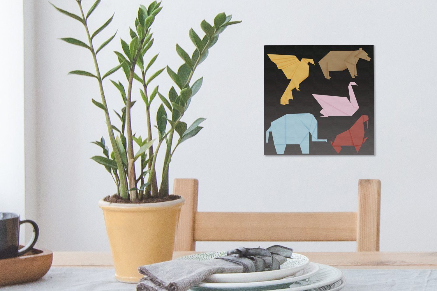 Tiere, für Leinwand Origami-Stil, OneMillionCanvasses® verschiedener (1 St), Eine im Schlafzimmer gefaltet Bilder Wohnzimmer Leinwandbild Illustration