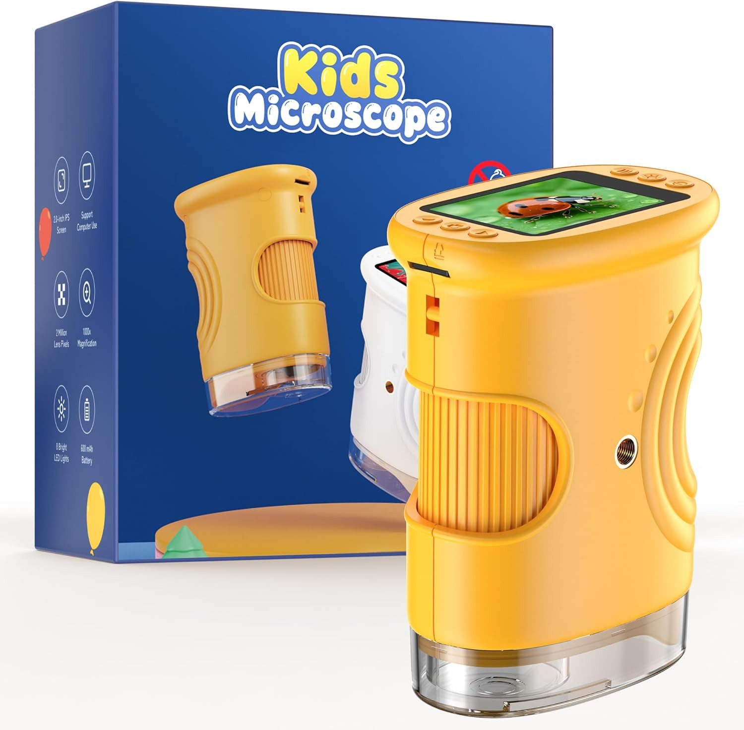 Luckice 1000X Digital Mikroskop für Kinder Lupe,Handy Taschenmikroskop Kindermikroskop (50x-1000x, 2,0 Zoll IPS-Display inkl. Digital Mikroskop, Handmikroskop)