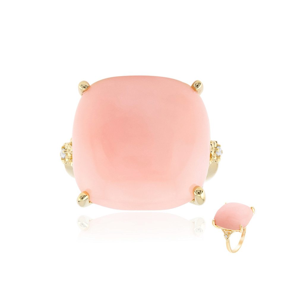 Diamantring Peruanischer Rosa Opal Gold Ring