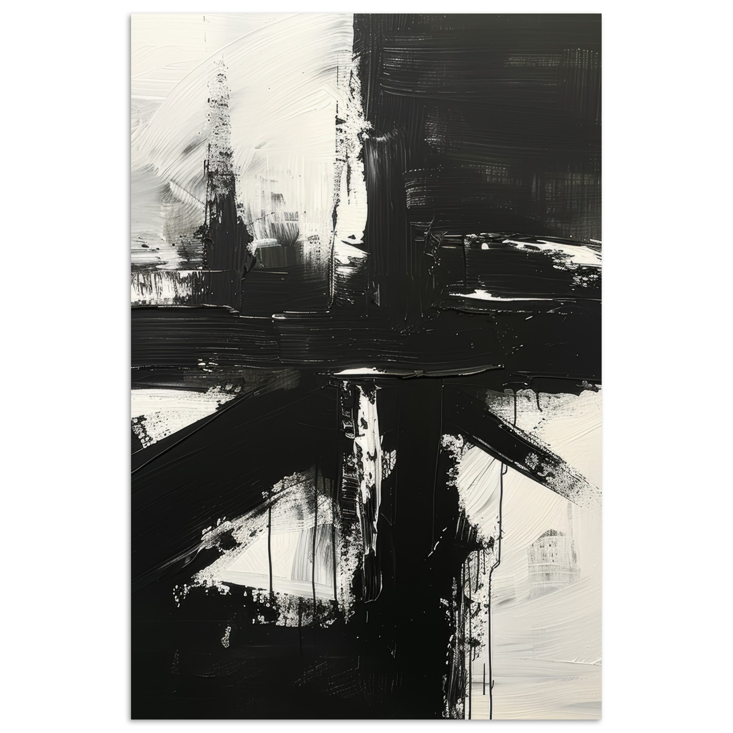 MuchoWow Poster Modern - Schwarz und weiß - Abstrakt - Kunst, (1 St), Poster ohne Rahmen, Wandbild, Wandposter, 20x30 cm