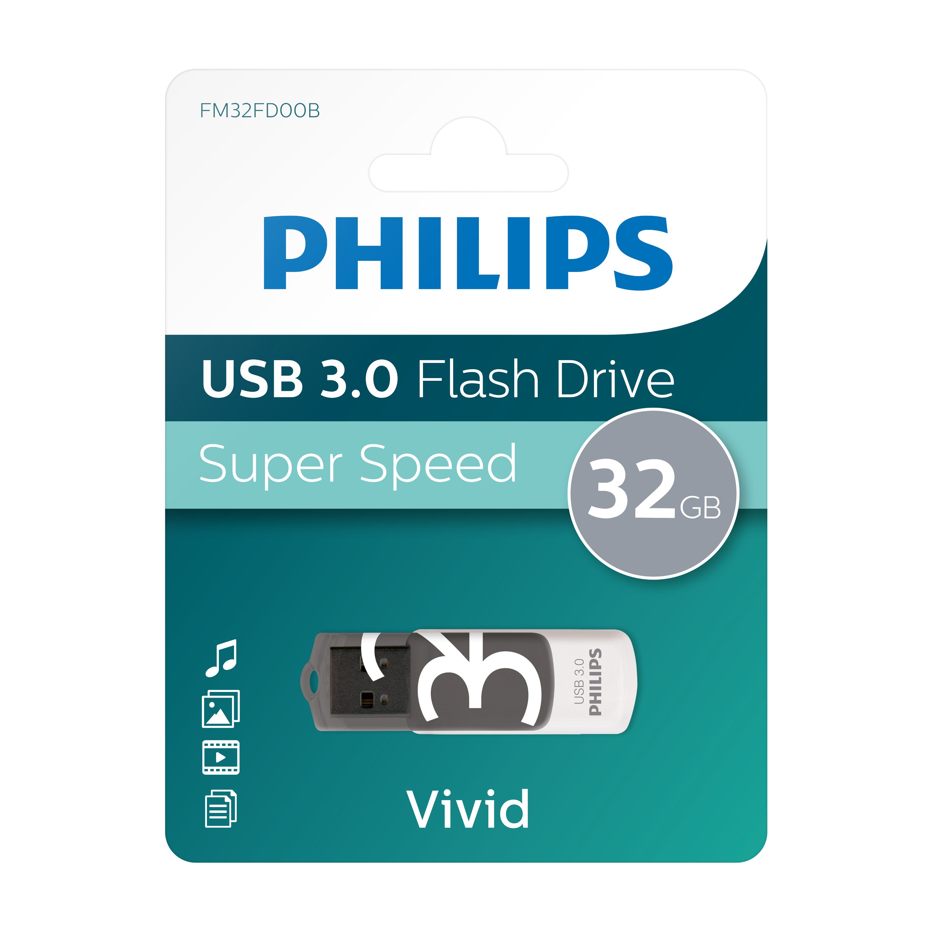Philips FM32FD00B/00 USB-Stick (USB 3.0, Lesegeschwindigkeit 100,00 MB/s, Shadow Grey®, 32 GB, USB 3.0, LED, 1er Pack)