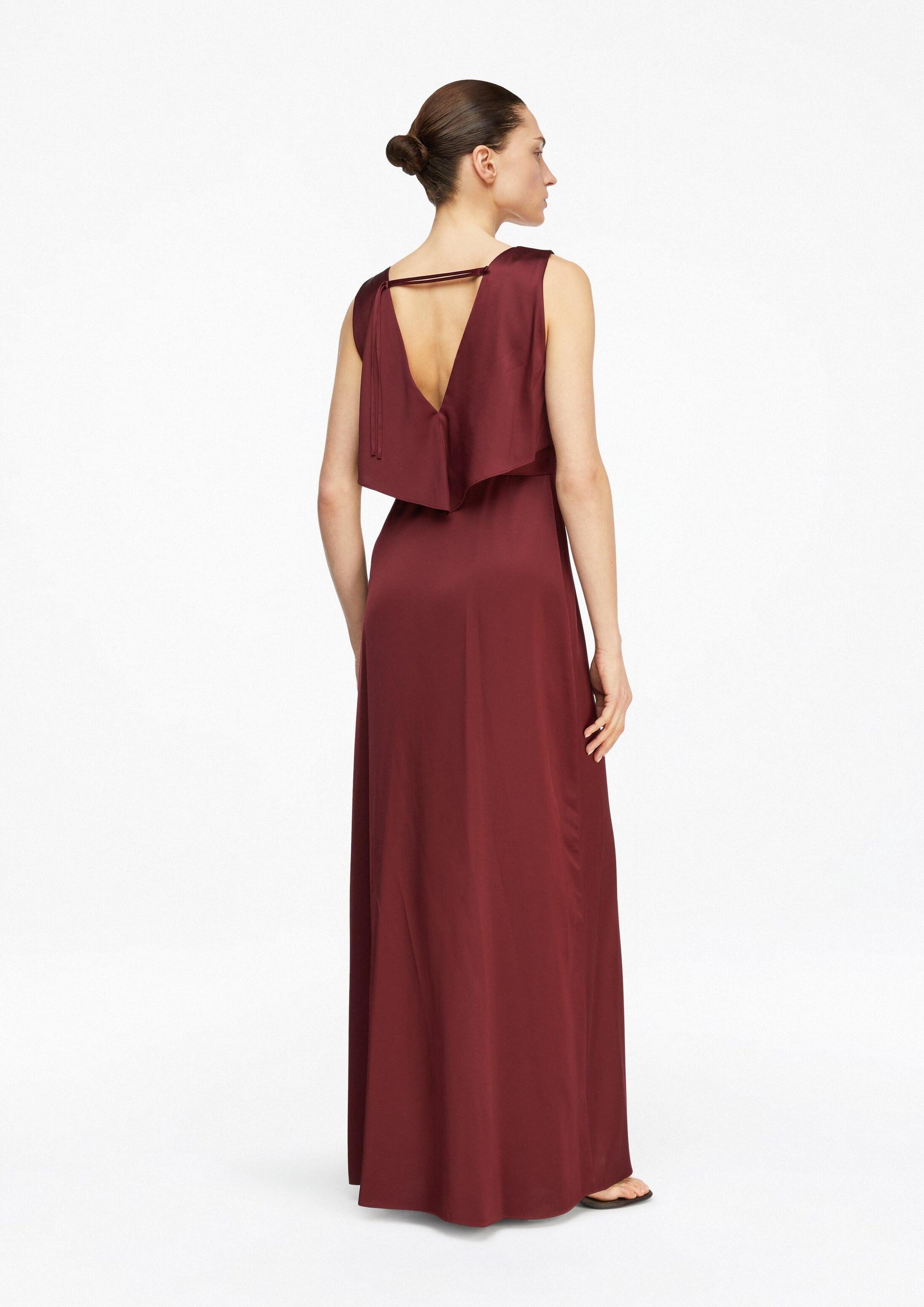 comma Maxikleid Kleid Satinkleid mit V-Auschnitt und Volants