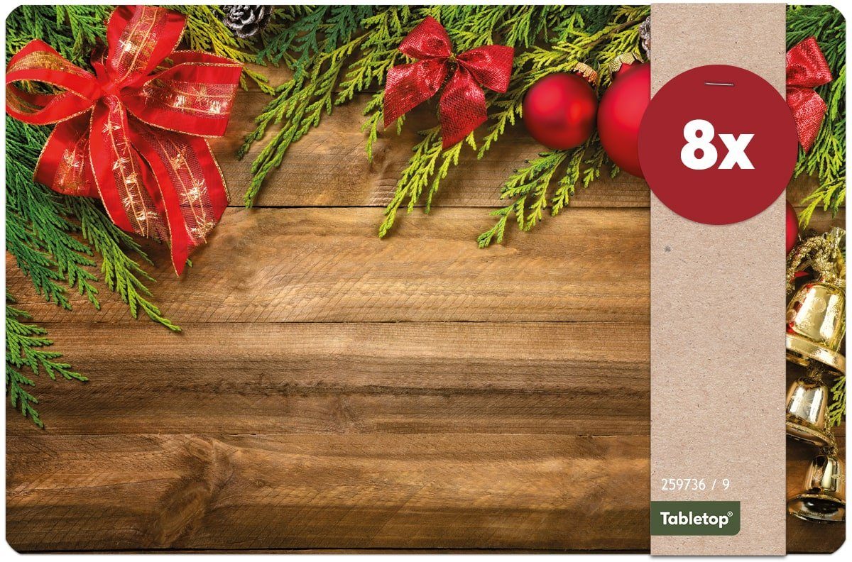 Platzset Abwaschbare Tischsets 8er Set Weihnachten Deko & Holz