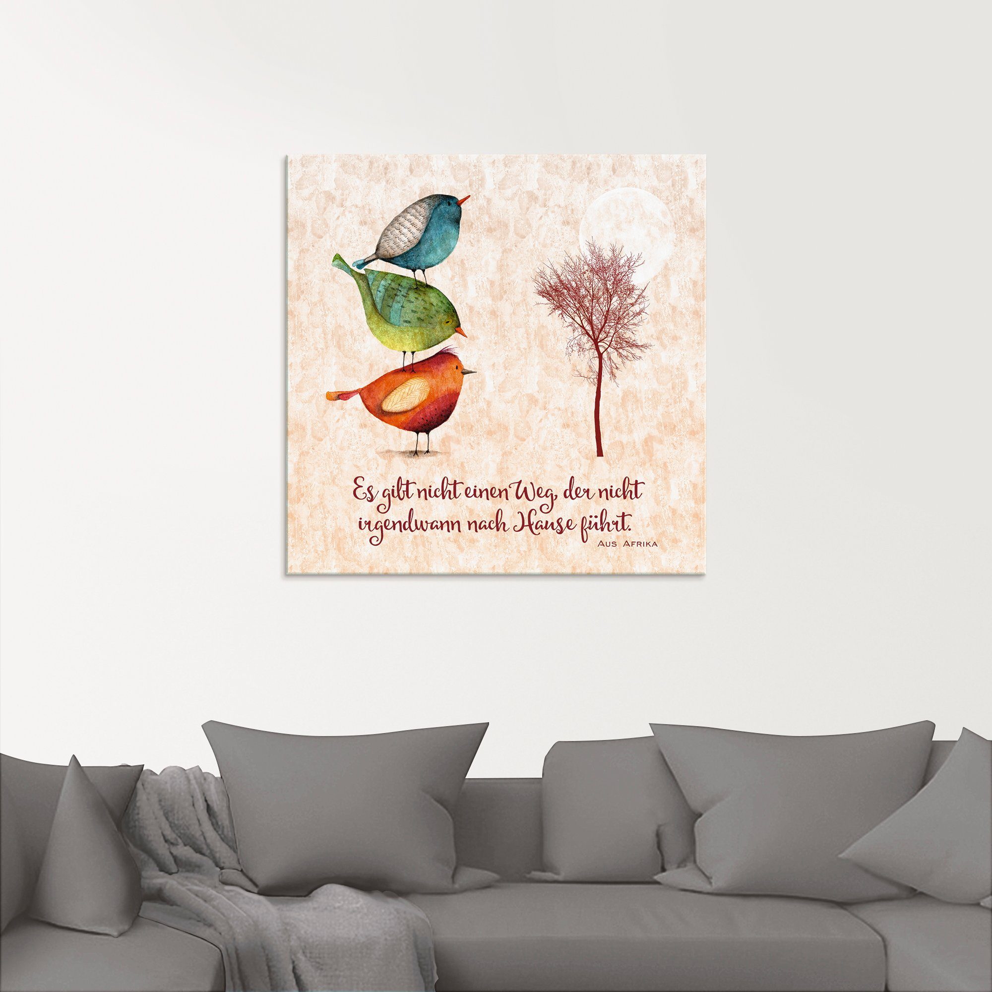 Artland Glasbild Lebensweisheit Zu Hause, Tiere günstig online kaufen