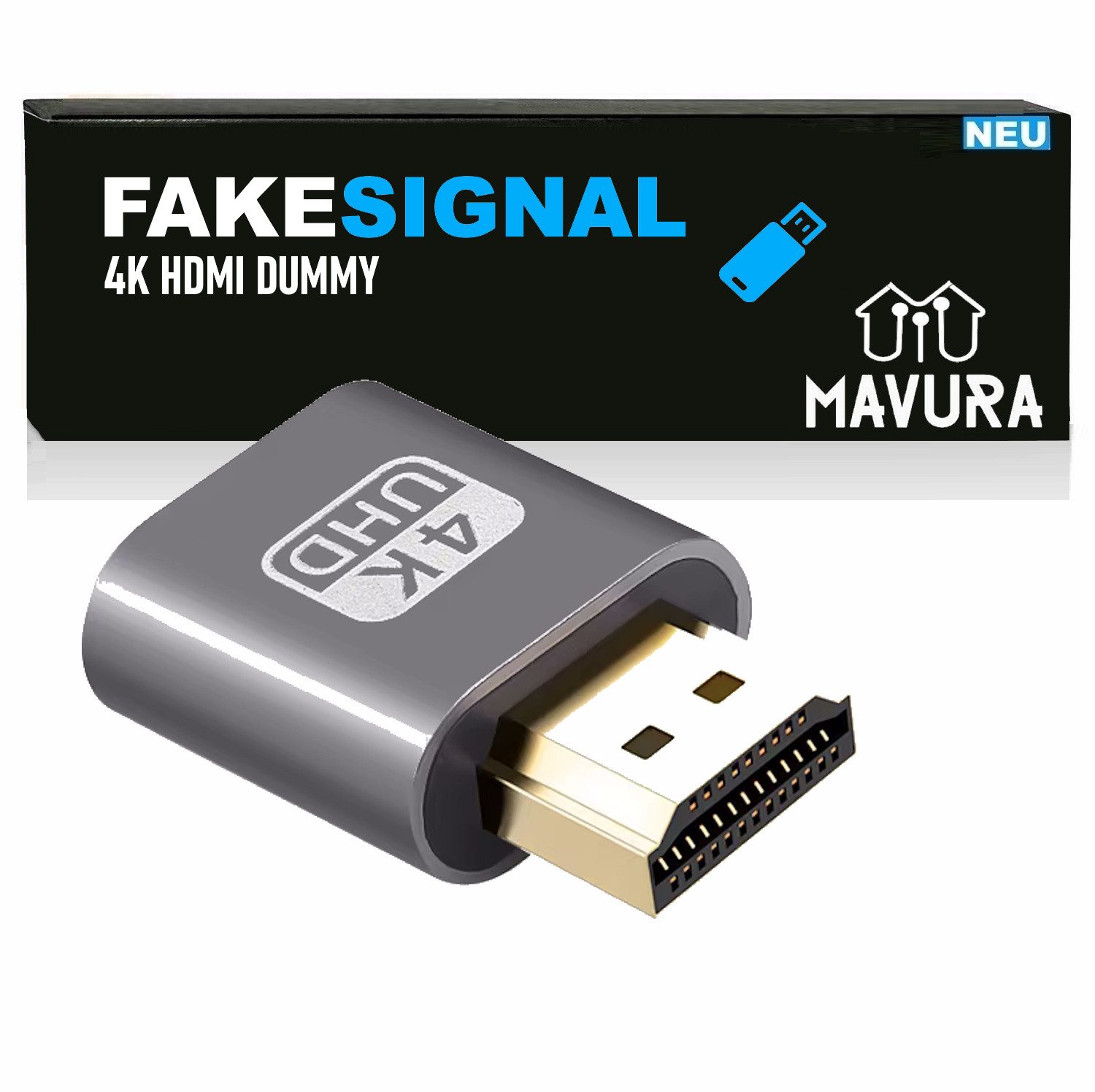 FAKESIGNAL HDMI Dummy Plug 4K UHD Virtueller Monitor Emulator USB-Stick