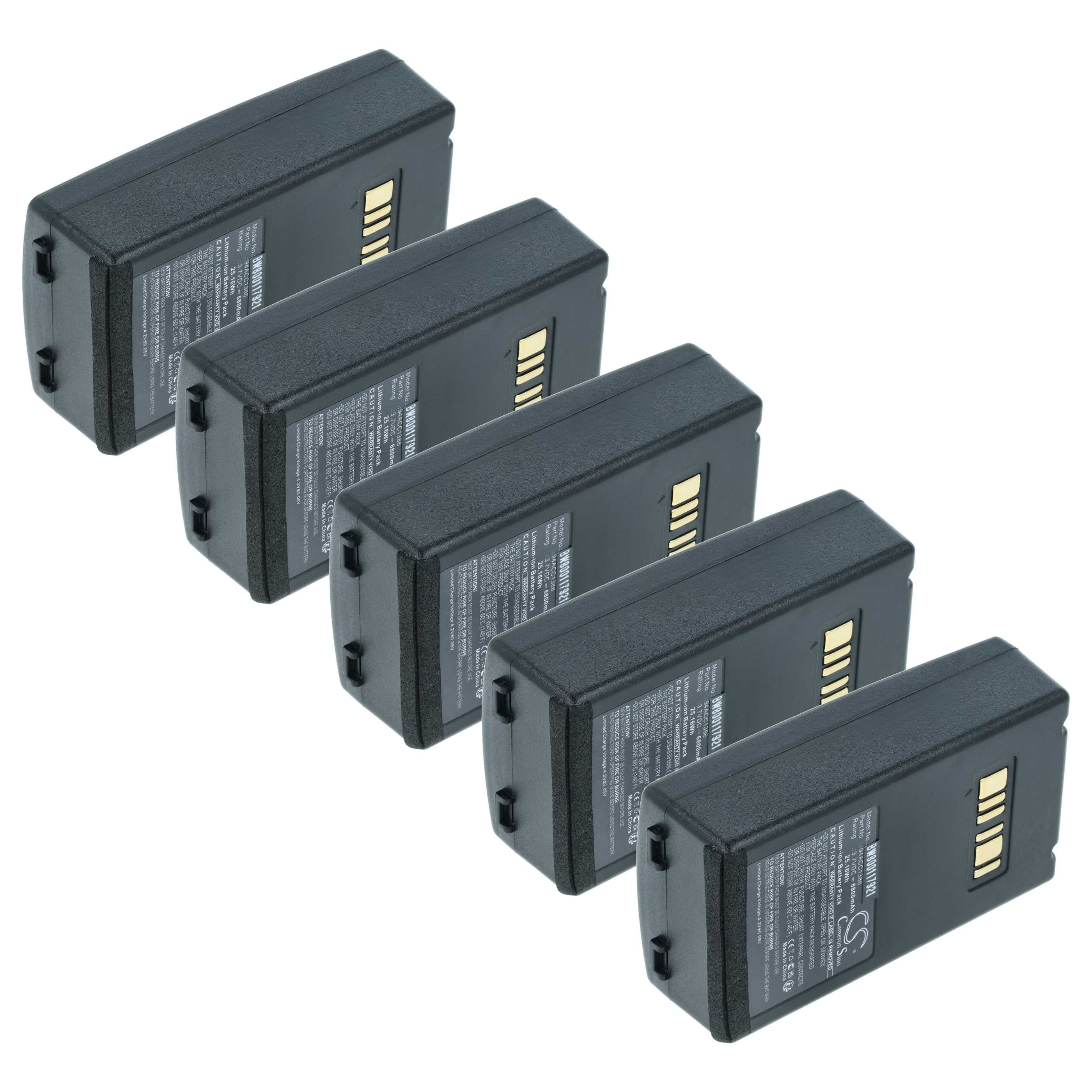 vhbw Akku passend für Datalogic Falcon X3, Falcon X4, Falcon X3 Plus Akku Akku Li-Ion 6800 mAh (3,7 V, 5 St), Leistungsfähige Austausch-Akkus für POS-Gerät, Wiederaufladbar, Jede