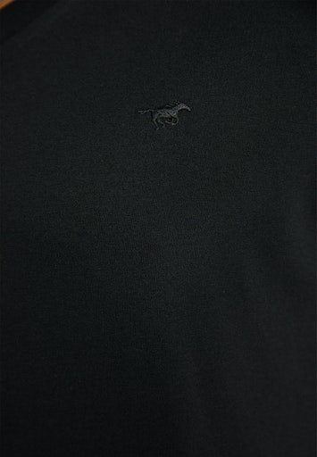 V-Shirt schwarz mit MUSTANG Logostickerei