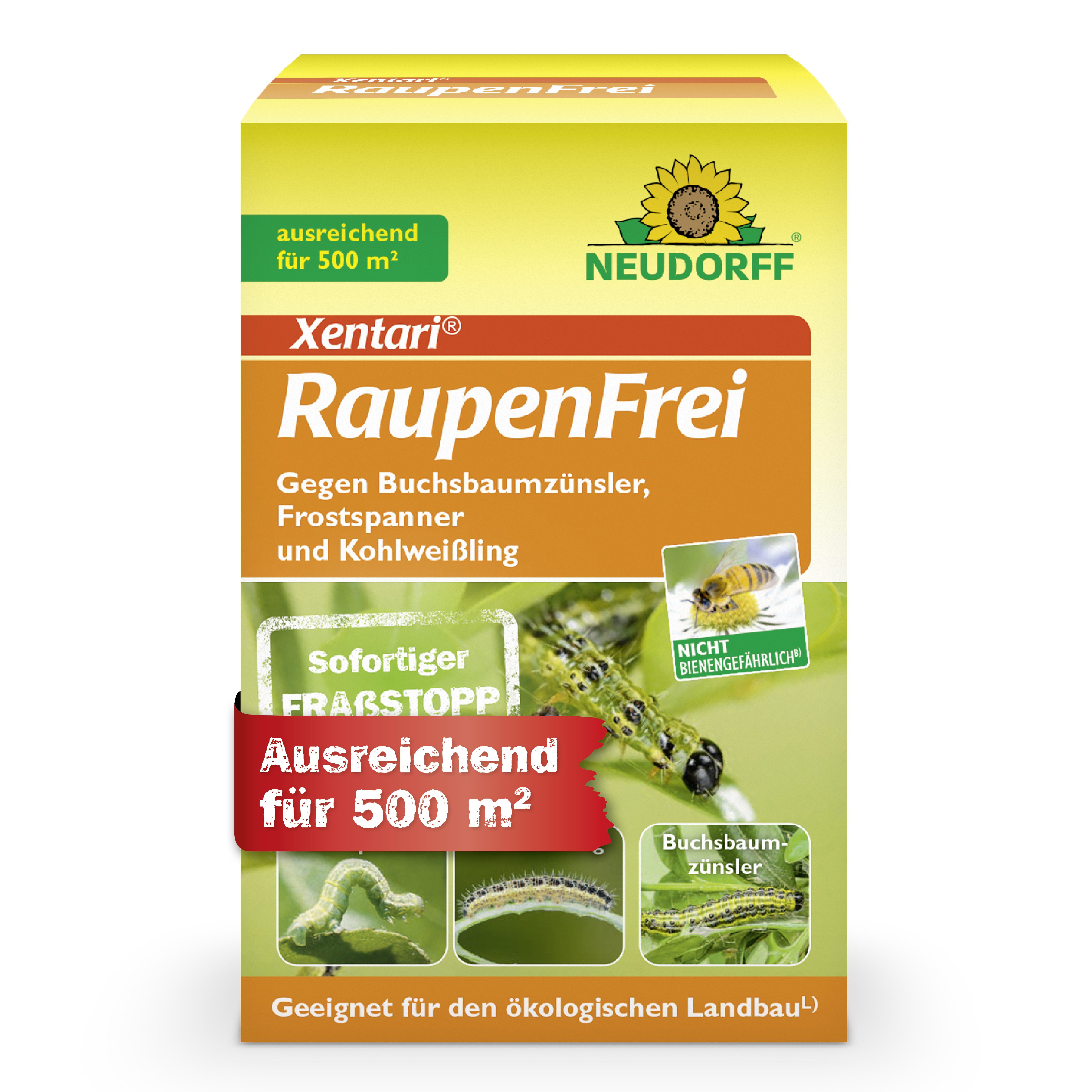 Neudorff Insektenspray Xentari Raupenfrei, 25 g, Wirksames Spritzmittel, biologisch Buchsbaumzünsler bekämpfen