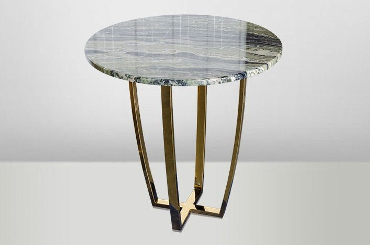 Casa Padrino Beistelltisch Art Deco Beistelltisch Gold Metall / Marmor 35 x 35 cm- Jugendstil Tisch - Möbel Blumentisch