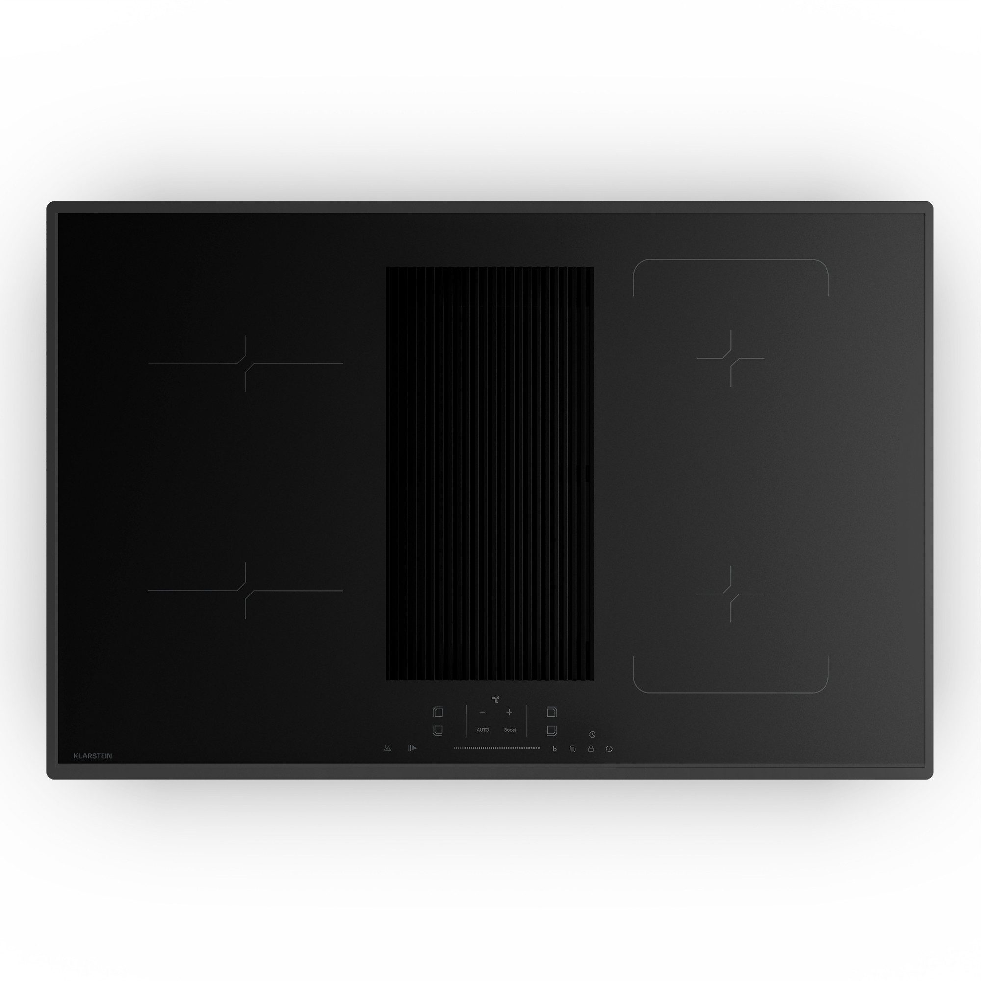 Klarstein Kochfeld mit Dunstabzug Velaire  R474F-S4-80, Induktionskochfeld mit Dunstabzug 4 Zonen 1 Flex 80cm Touch