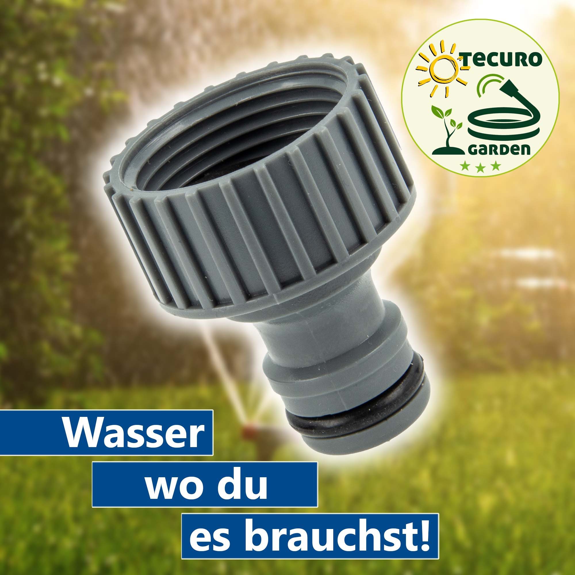tecuro Schlauchverbinder Hahnanschlussstück mit Steckkupplung und Innengewinde - PVC-Grau