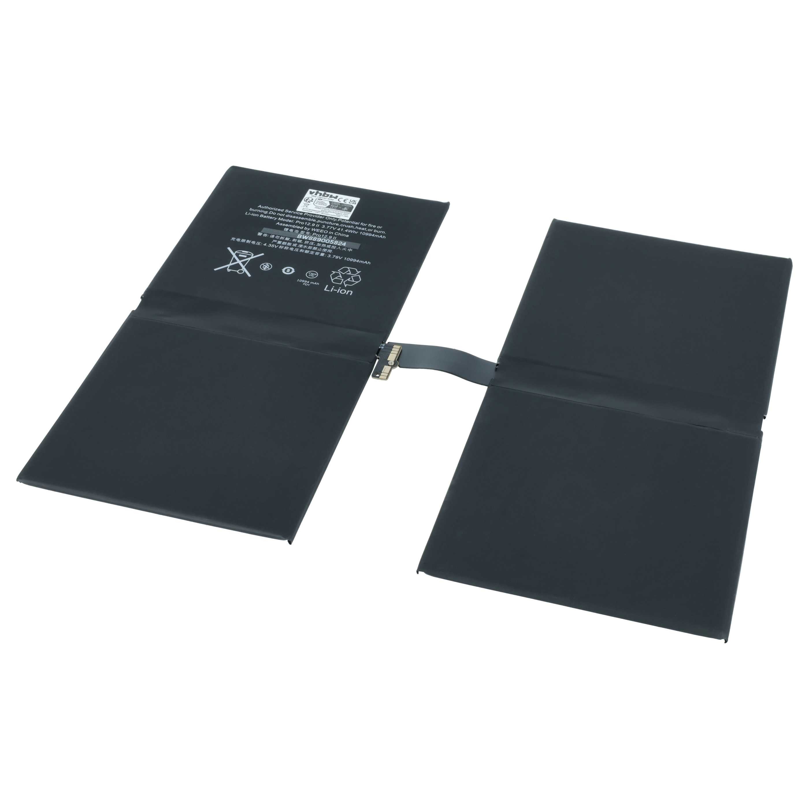 vhbw Akku Ersatz für Apple A1754, 020-01238 für iPad (10994 mAh, 3,77 V, Tablet-Akku Akku Li-Ion 10994 mAh (3,77 V), Leistungsfähiger Austausch-Akku für Ihren Tablet-Computer