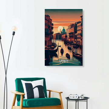 Posterlounge Alu-Dibond-Druck Durro Art, Reiseplakat Venedig, Digitale Kunst