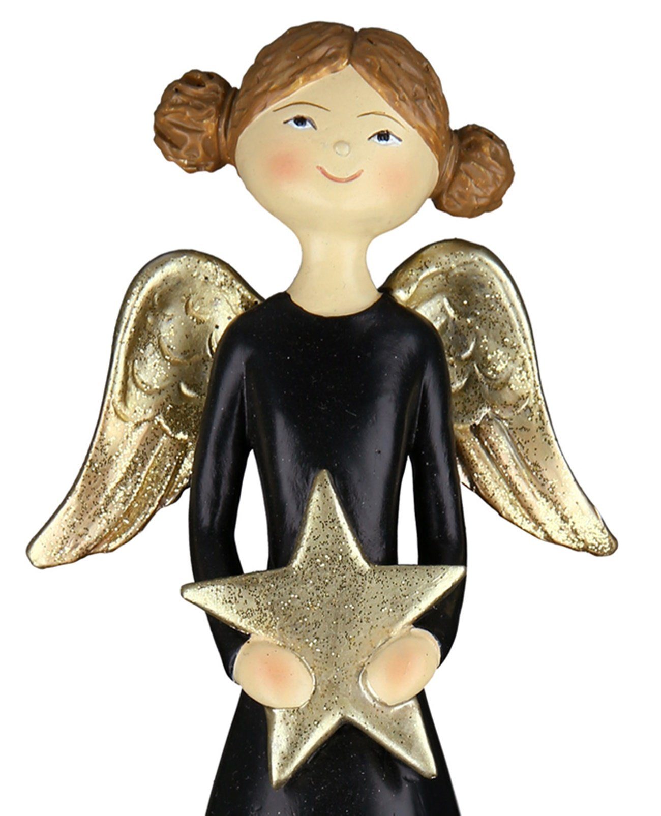 Weihnachtsdeko-Figur Stern schwarz 24cm Engelfigur dekojohnson gold Engel