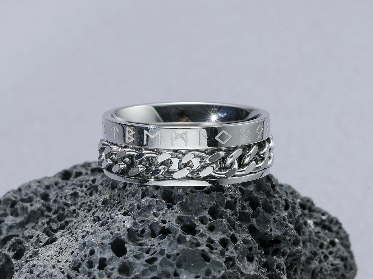 Eyecatcher Fingerring Fidget Spinner Ring. Kette-Runen Anti Stress Ring, Fi günstig online kaufen