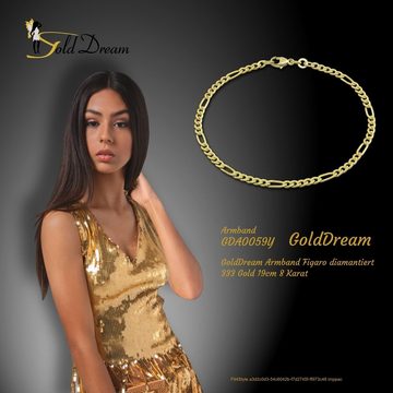GoldDream Goldarmband GoldDream 19cm Armband Figaro diamantiert (Armband), Damen, Herren Armband (Figaro) ca. 19cm, 333 Gelbgold - 8 Karat, Farbe