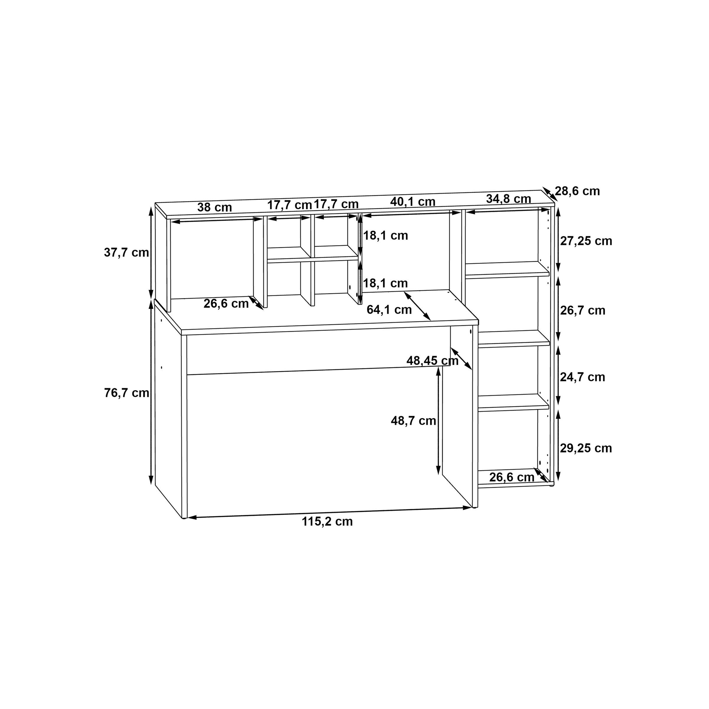 freiraum Schreibtisch ERIADU, 1 Tür, Artisan Eiche Dekor / Weiss - 158x116x66cm (BxHxT)