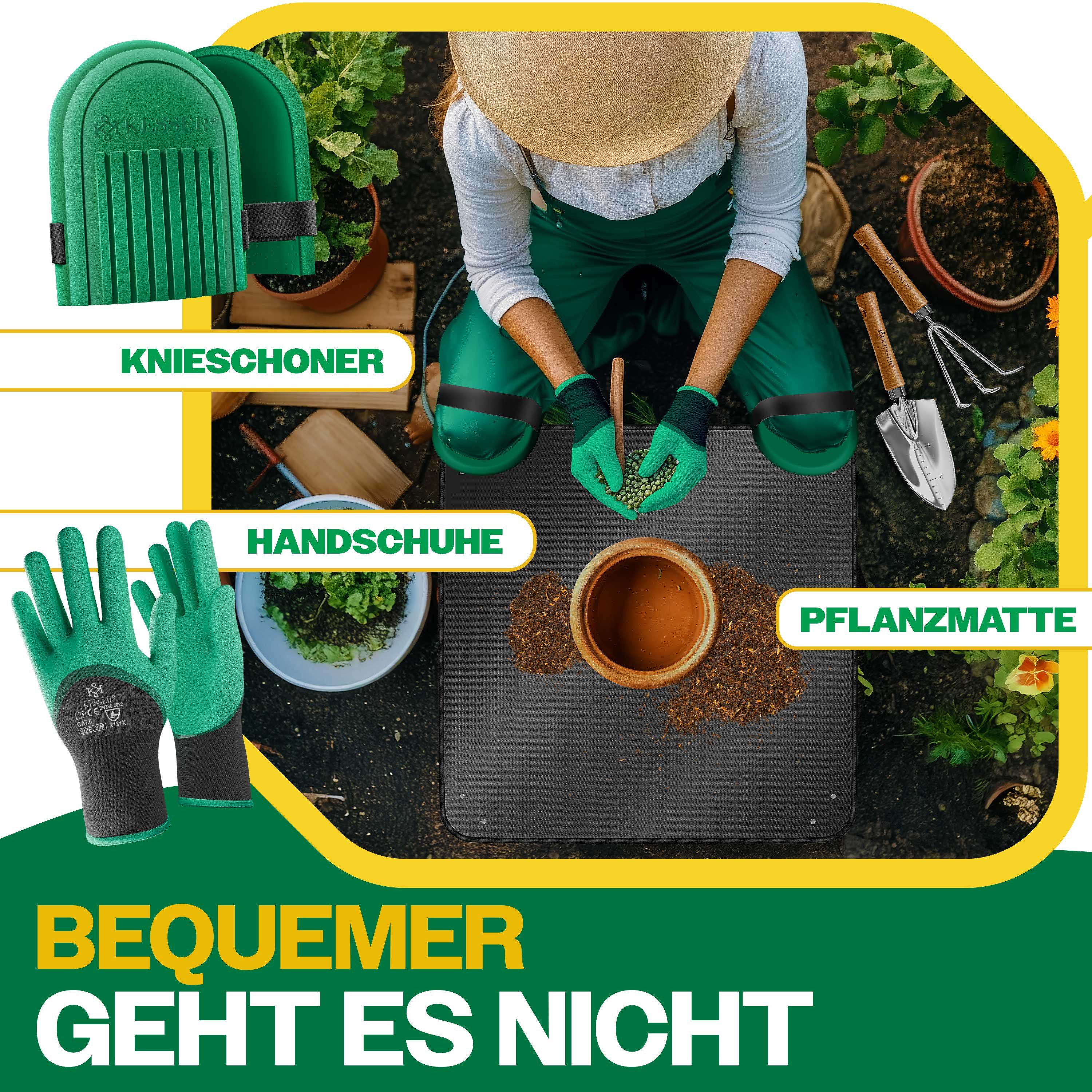 KESSER Gartenpflege-Set Gartenwerkzeug Set 10-teilig Gartengeräte mit ergonomischen Holzgriff, Handschaufel, Handgabel, Unkrautstecher, Handkelle, Handharke & S – Bild 5 von 5