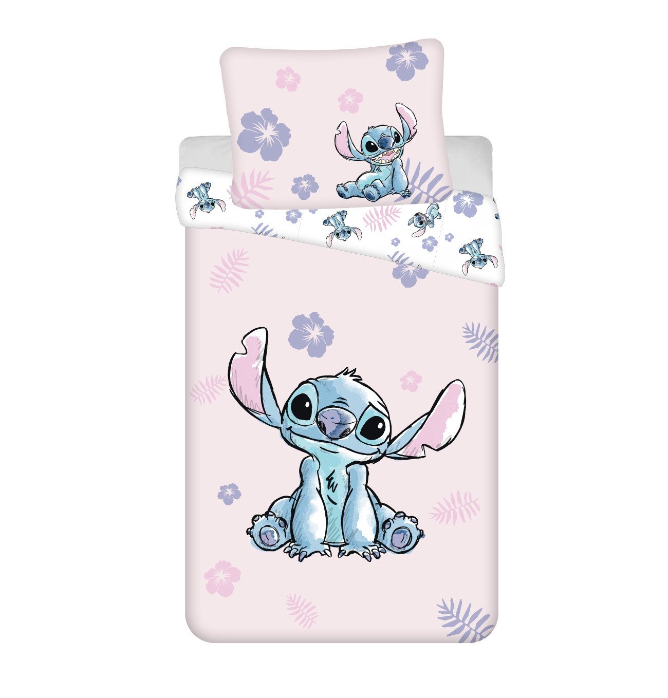 Lilo & Stitch Bettwäsche Disney Stitch Kinderbettwäsche 140x200 cm, rosa mit Reißverschluss, Baumwolle, 2 teilig, 100% Baumwolle