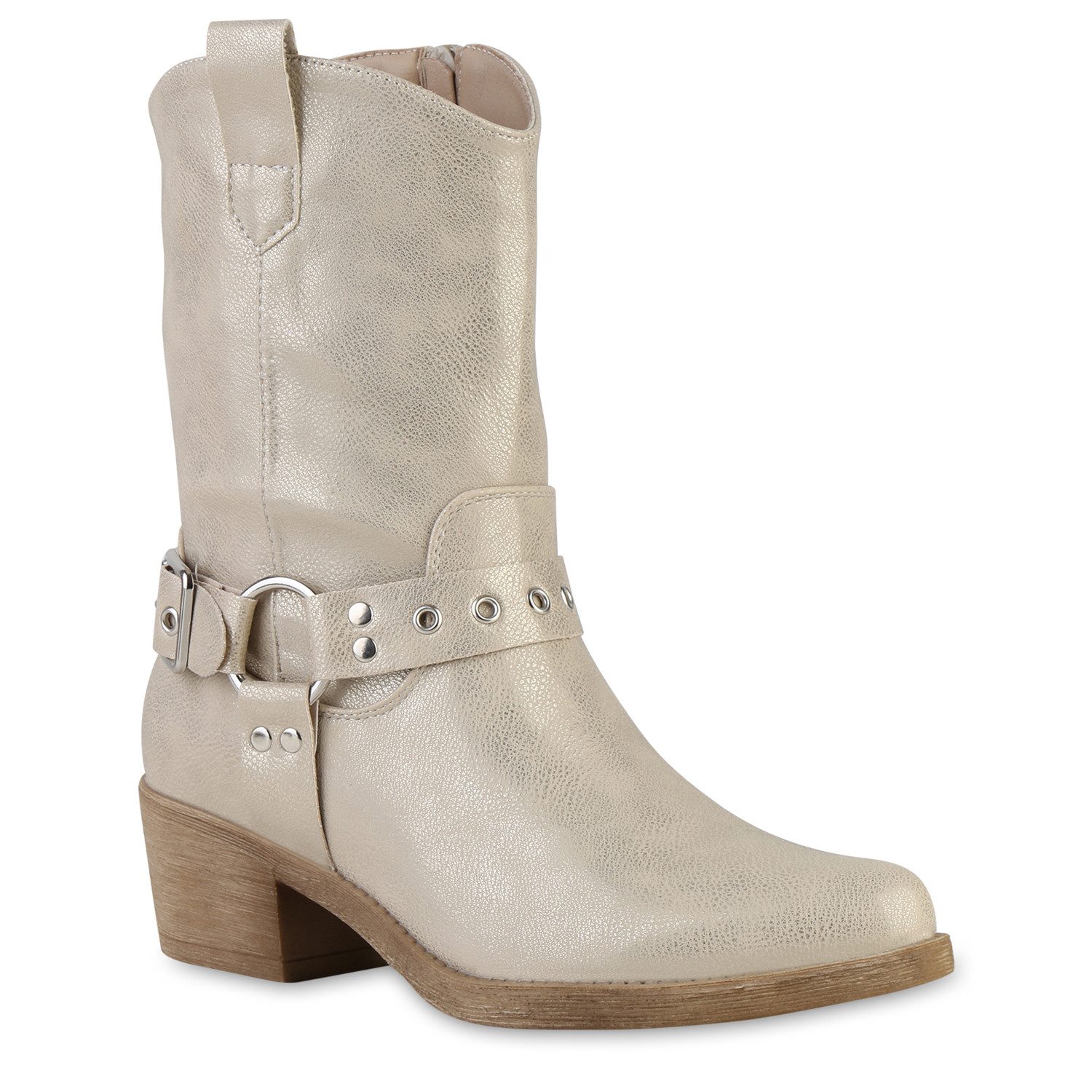 VAN HILL 841326 Cowboy Boots Damen Leicht Gefütterte Cowboy Boots Сапогиetten Schnallen