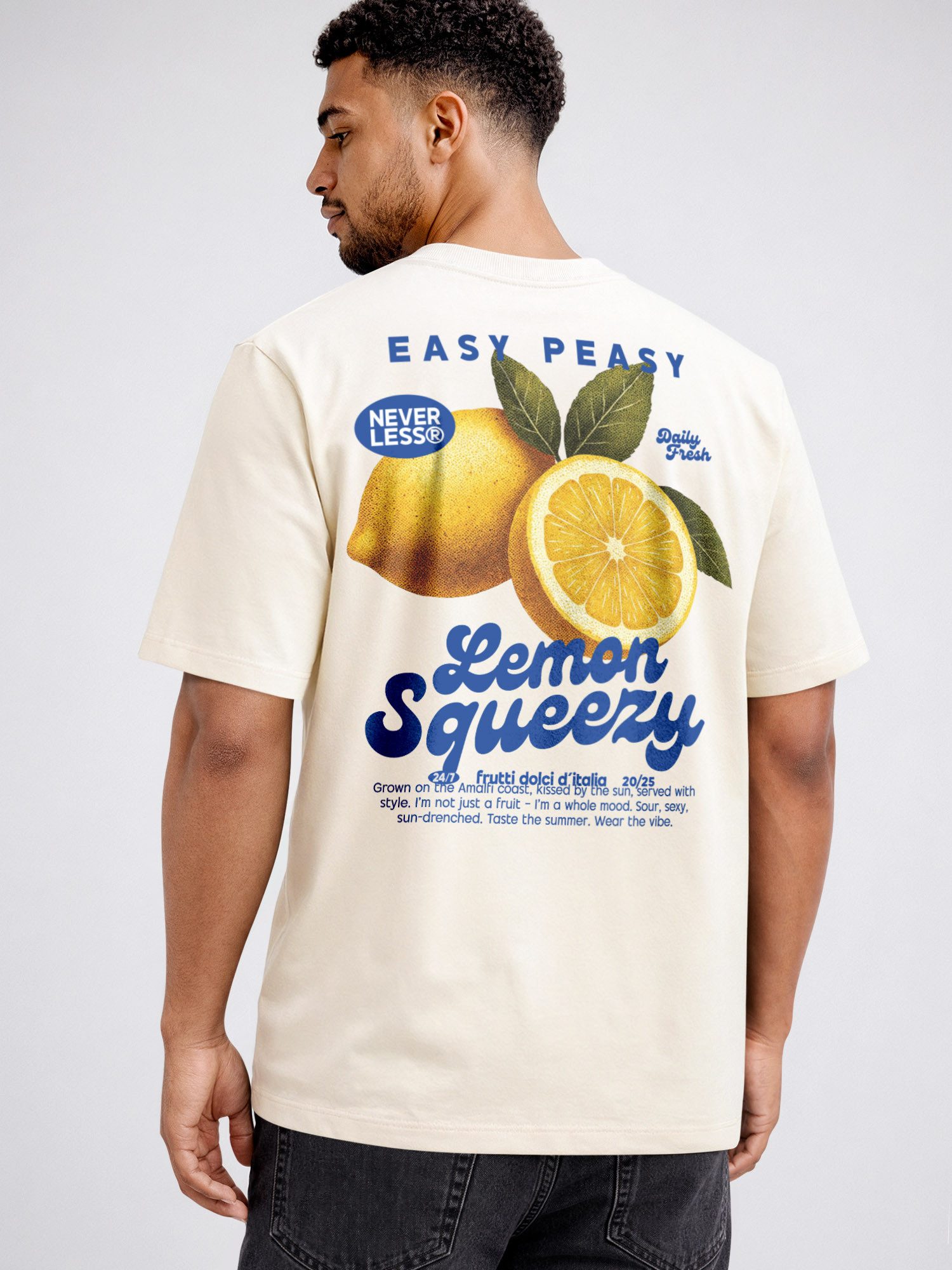 Neverless Oversize-Shirt Herren T-Shirt - Lemon Squeezy - Oversized Relaxed Fit Sommer mit Print