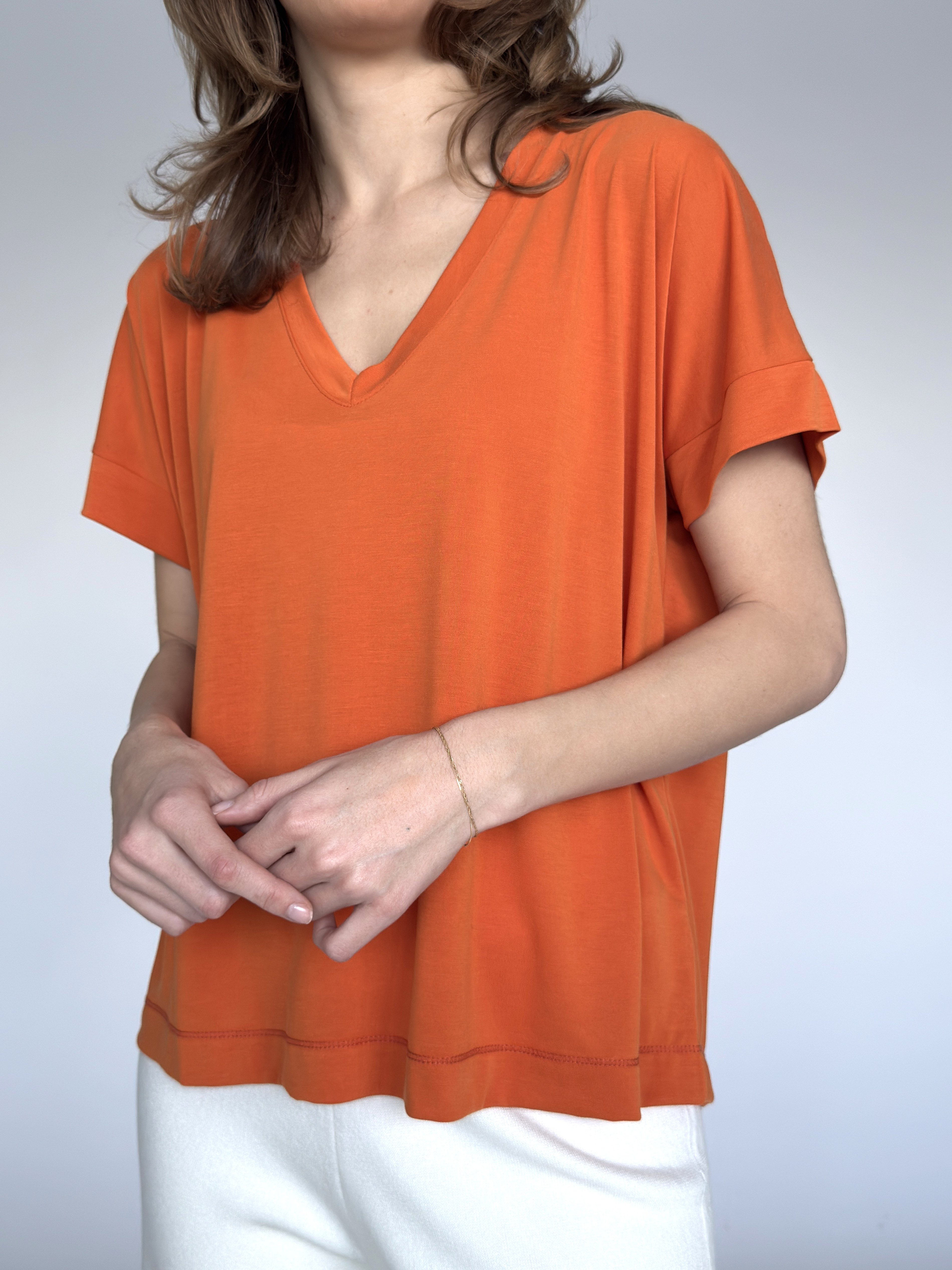 Zuckerwatte V-Shirt bequem geschnitten, aus weicher günstig online kaufen