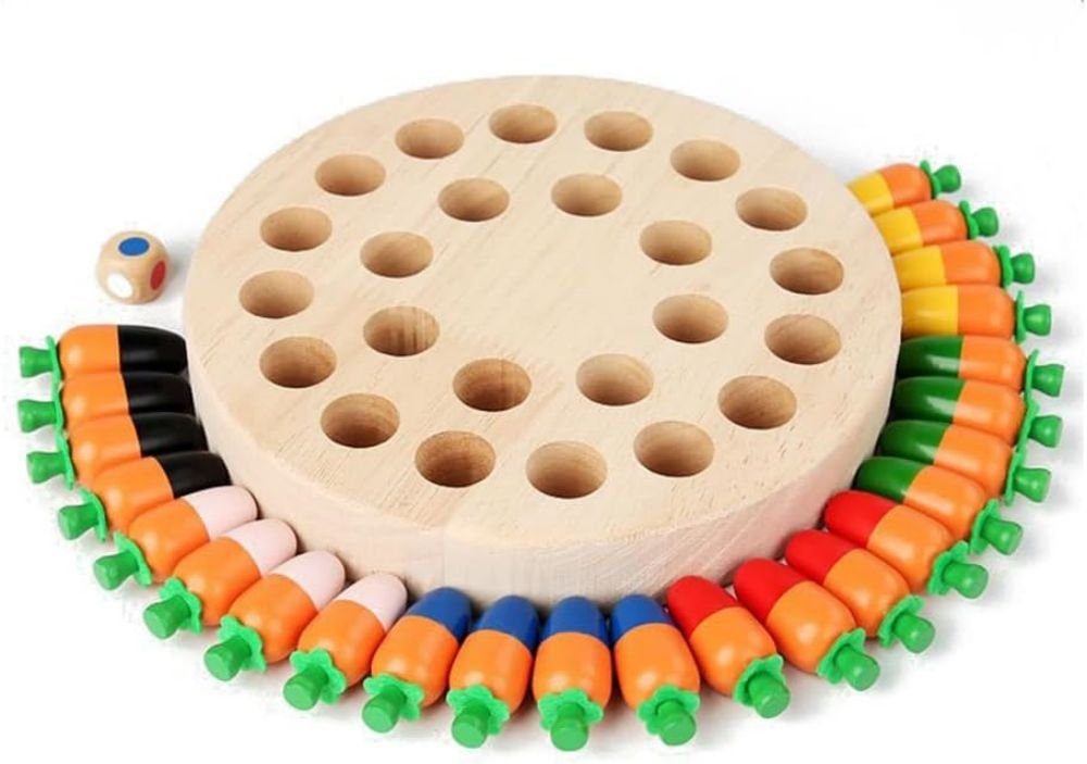 SOTOR Spielbausteine, (Montessori Mushroom/Carrot Harvest Educational 4 Family Color Preschool Memory Games Old for Years Girls 5 Games Sorting Wooden Boys 3 Toys Board Matching Game Toddlers 6 Game)