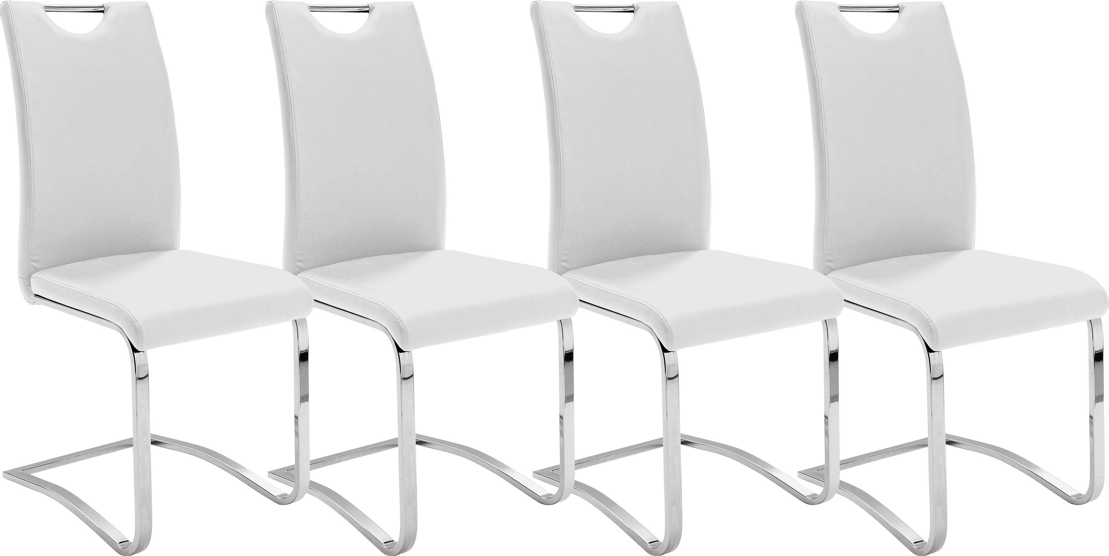 MCA furniture Freischwinger 4 Komfortsitzhöhe, bis Stuhl | Kunstlederbezug, belastbar Weiß (Set, Weiß 120 Köln kg St)