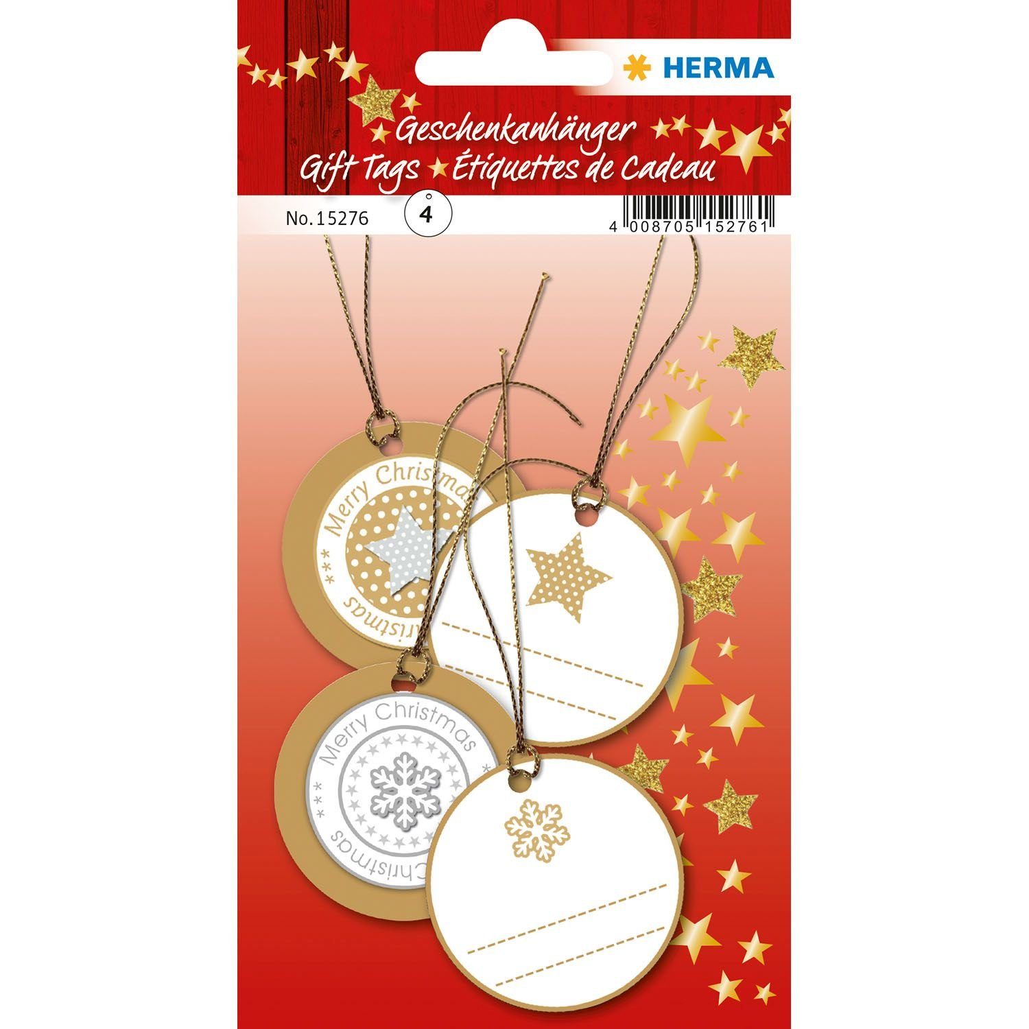 HERMA Handgelenkstütze HERMA Weihnachts-Geschenkanhänger 3D, rund, gold