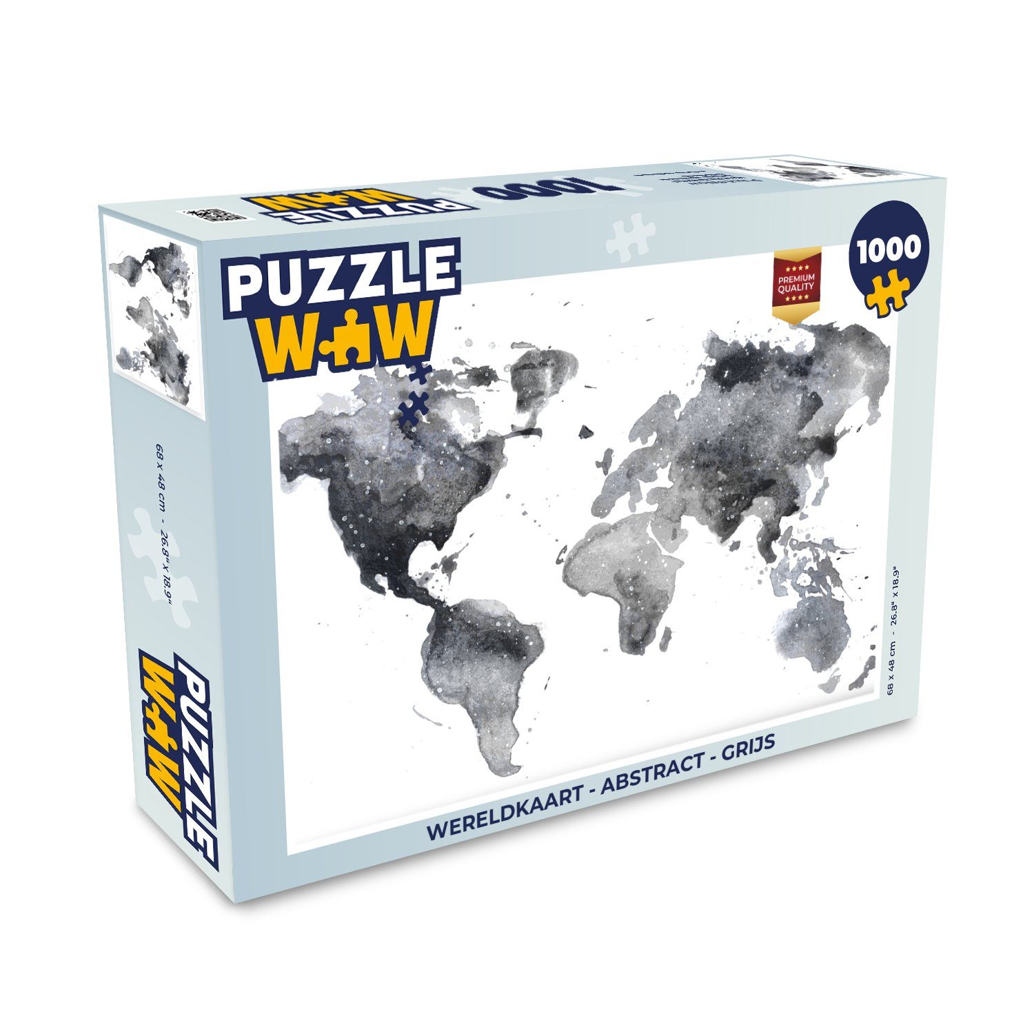 Puzzle Weltkarte - Abstrakt - Grau - Aquarell