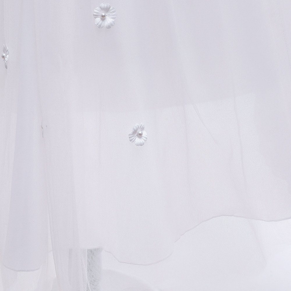Mädchen, Ballkleid Tüllkleid LAPA Abendkleid Blumenbesticktes für Weiß