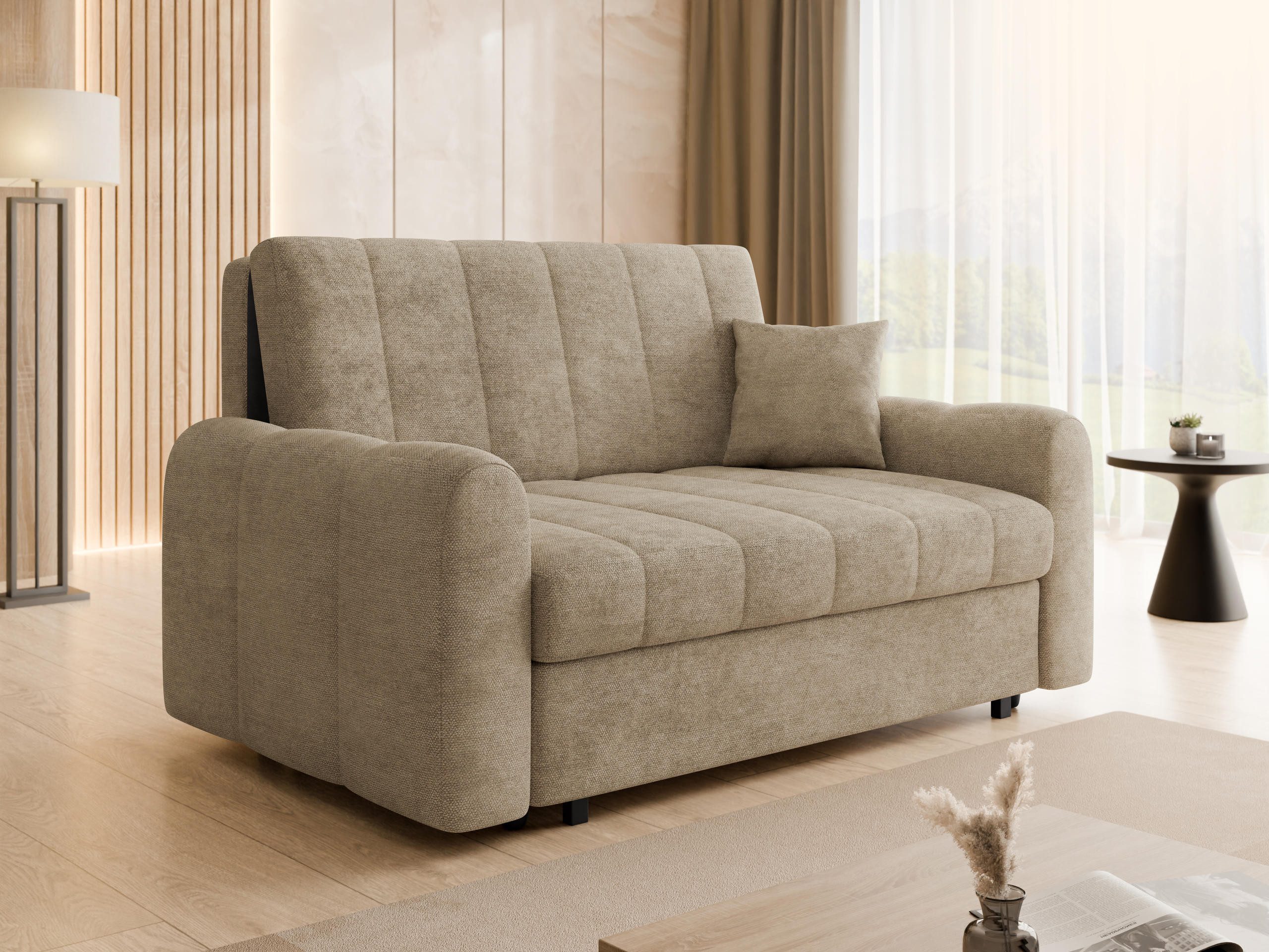MIRJAN24 Schlafsofa Viva Moon III, mit Bettkasten und Schlaffunktion, drei Sitzer, 168x98x85 cm, kleine Kissen