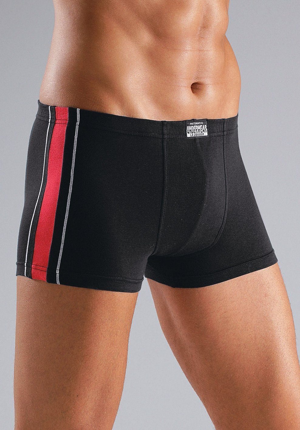 4-St) AUTHENTIC (Packung, seitlich UNDERWEAR Boxer Streifen kontrastfarbigen mit schwarz