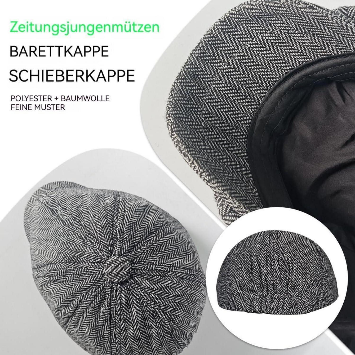 LuxusKollektion Schiebermütze Schiebermütze Herren Gatsby Newsboy Schirmmütze 8 Panel 55-58 Hellgrau