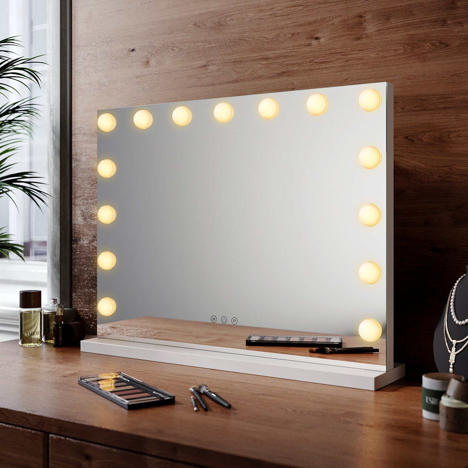 SONNI Schminkspiegel »Schminkspiegel mit beleuchtung Kosmetikspiegel led  Touch 15 dimmbaren LED-Lampen Speicherfunktion für Schminktisch«
