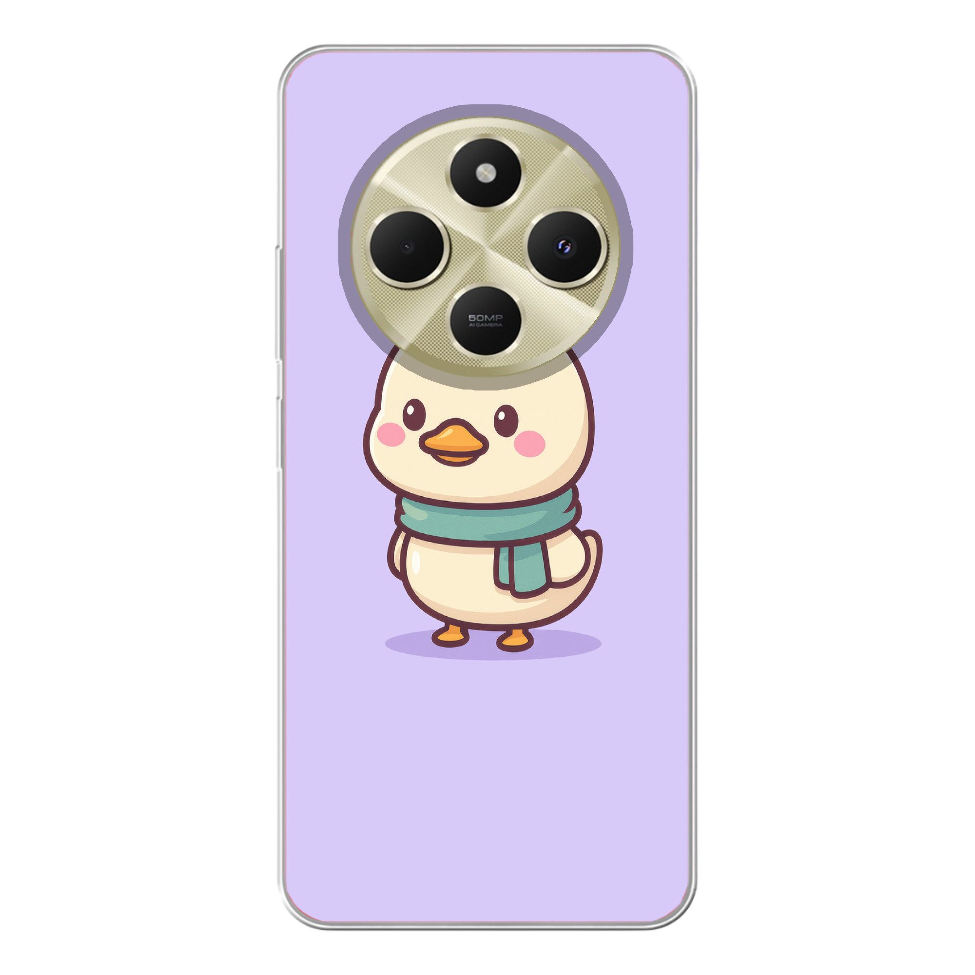 MuchoWow Handyhülle für Xiaomi Redmi 14C Duck - Schal - Lila, Handy Case, Silikon, Bumper Case Dünn