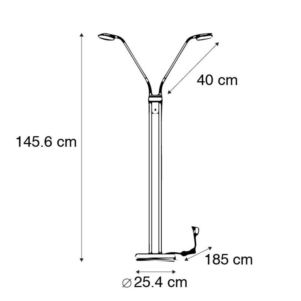 Qazqa Stehlampe Eva, Dimmbar, LED fest integriert, Extra-Warmweiß, QAZQA Stehlampe, integrated, Stahl, Stahl, Modern