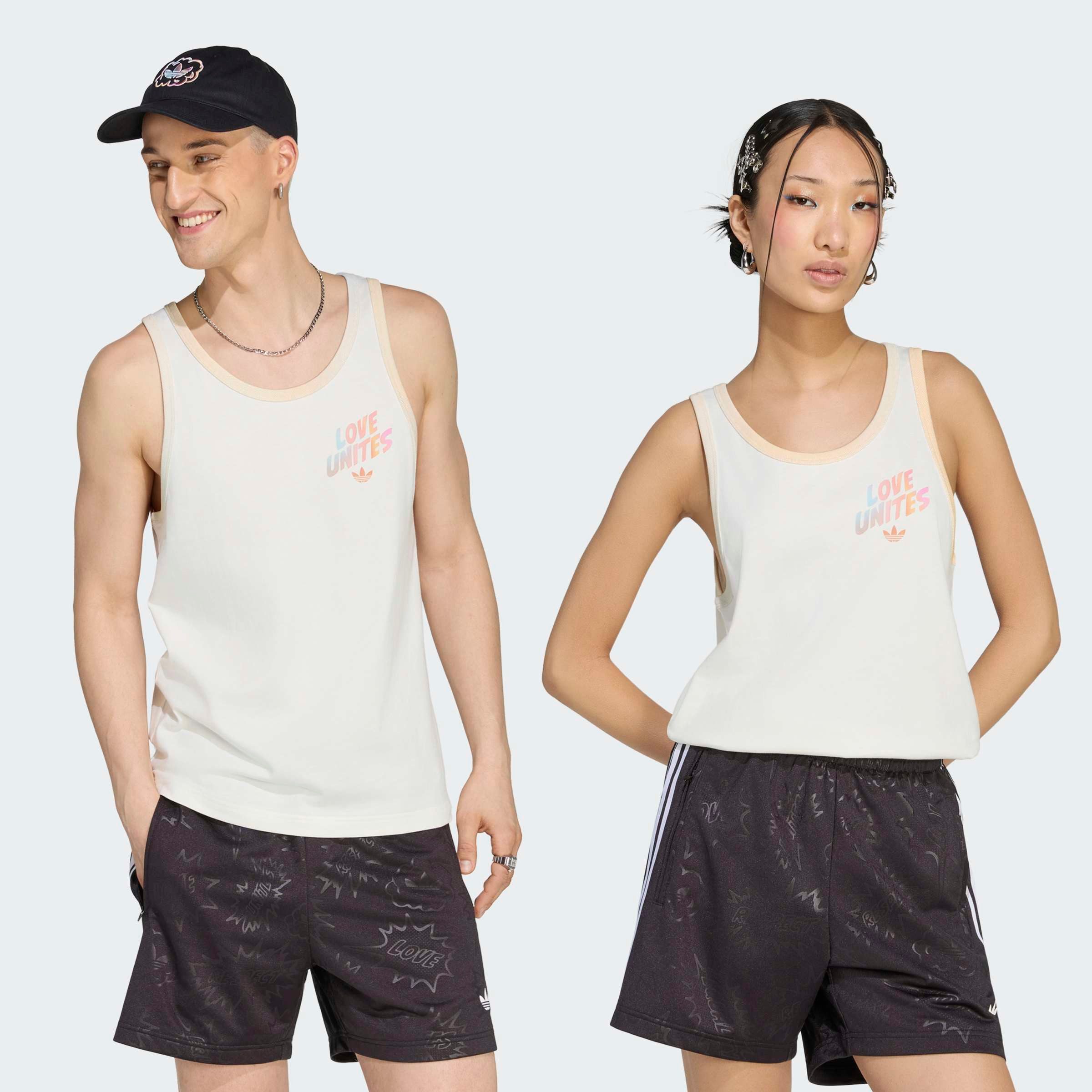 adidas Originals Tanktop PRIDE GFX TANK für Erwachsene, mit Rundhalsausschnitt, ohne Verschluss, aus Baumwolle