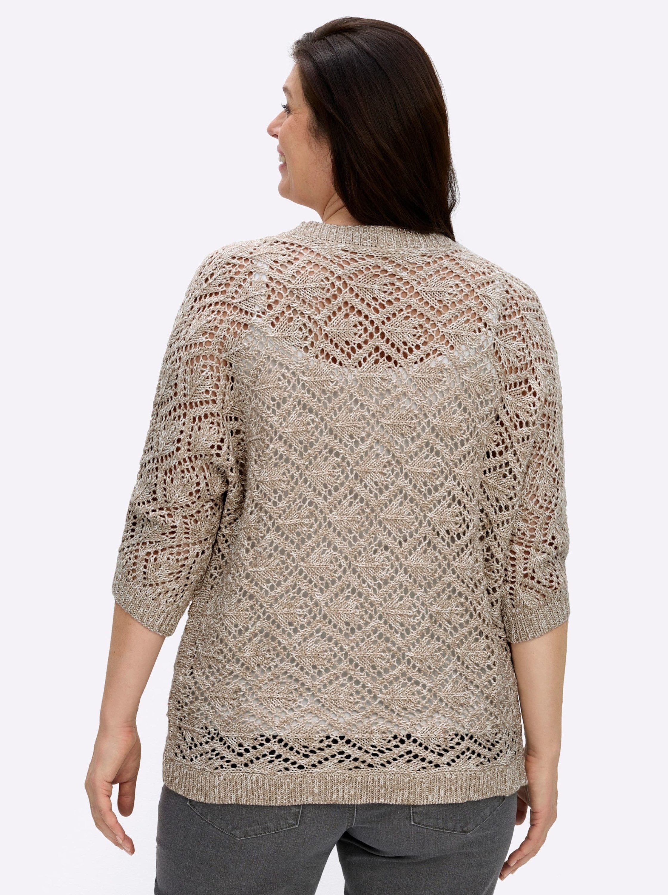 Sieh an! Strickjacke Ajour-Strickjacke 3/4-Arm Ajour günstig online kaufen