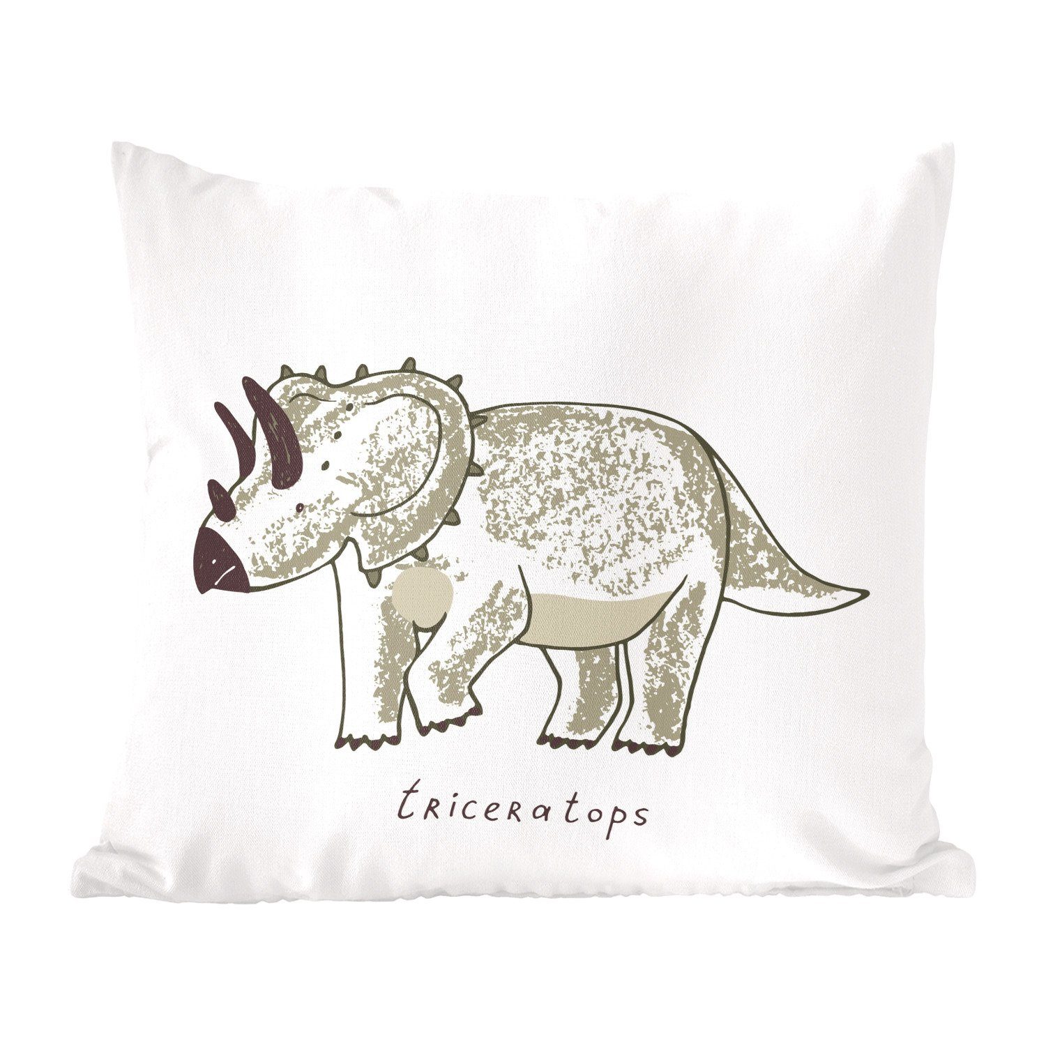 MuchoWow Dekokissen Kinderzimmer - Triceratops - Dinosaurier - Jungen - Mädchen - Kinder, Zierkissen mit Füllung für Wohzimmer, Schlafzimmer, Deko, Sofakissen