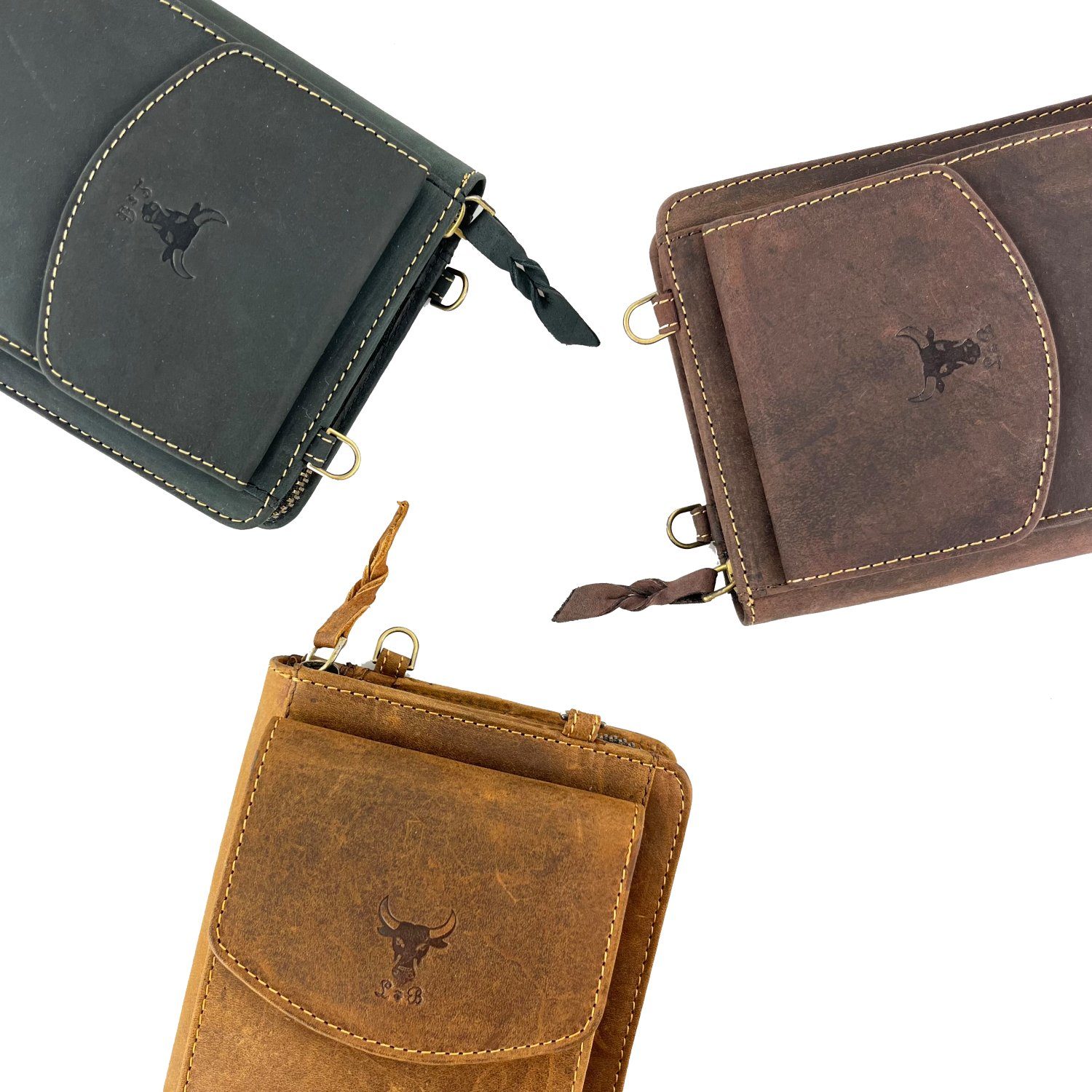 L&B Handytasche >2616< Umhängetasche & Geldbörse Crossbody, Büffelleder